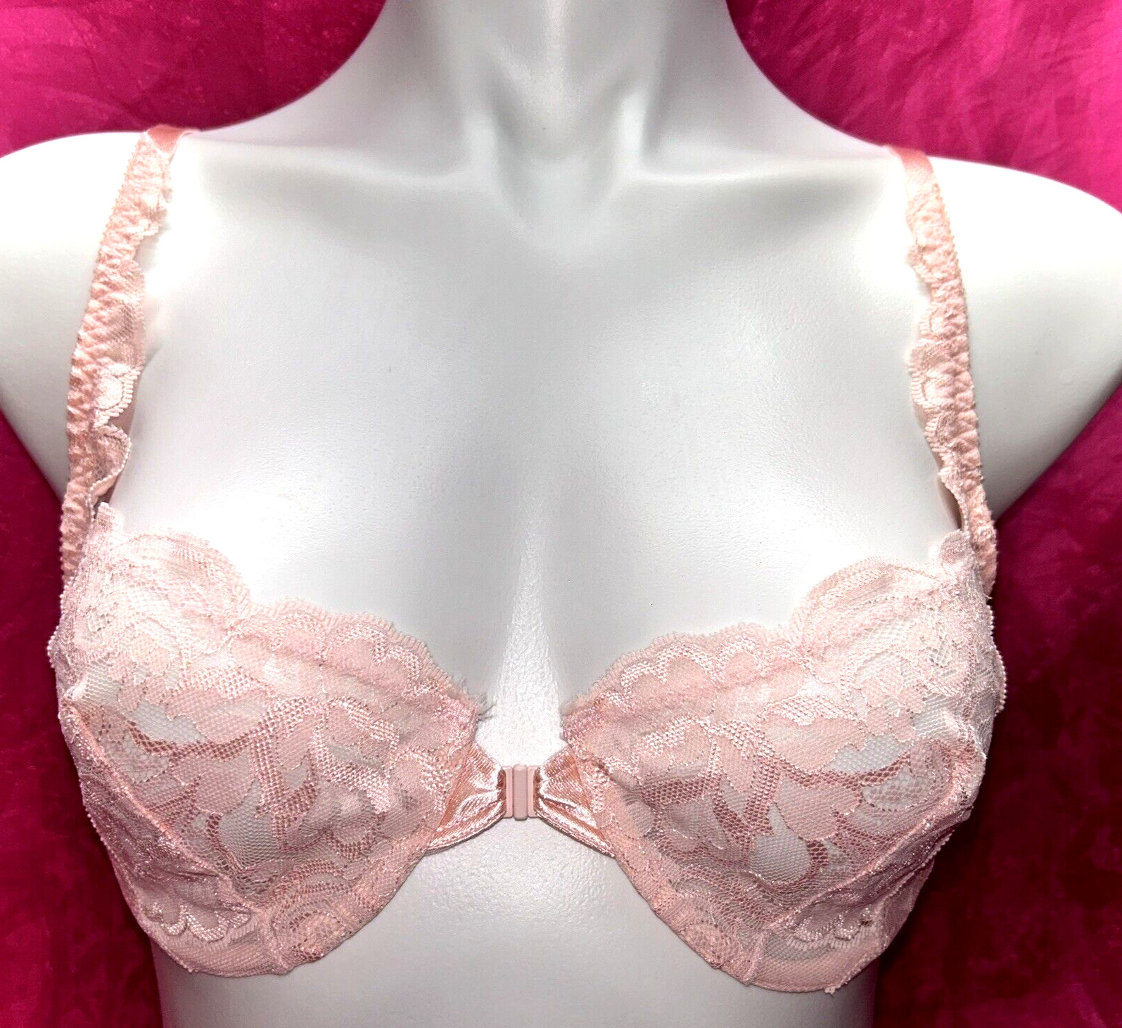 VTG Vintage Victoria’s Secret Gold Label NWOT Bra Pink Satin Lace size 36B