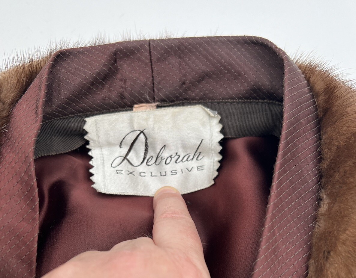 VTG Mink Fur Stole& Hat Shawl Collar Shoulder Wrap Brown O/S 60s 50s