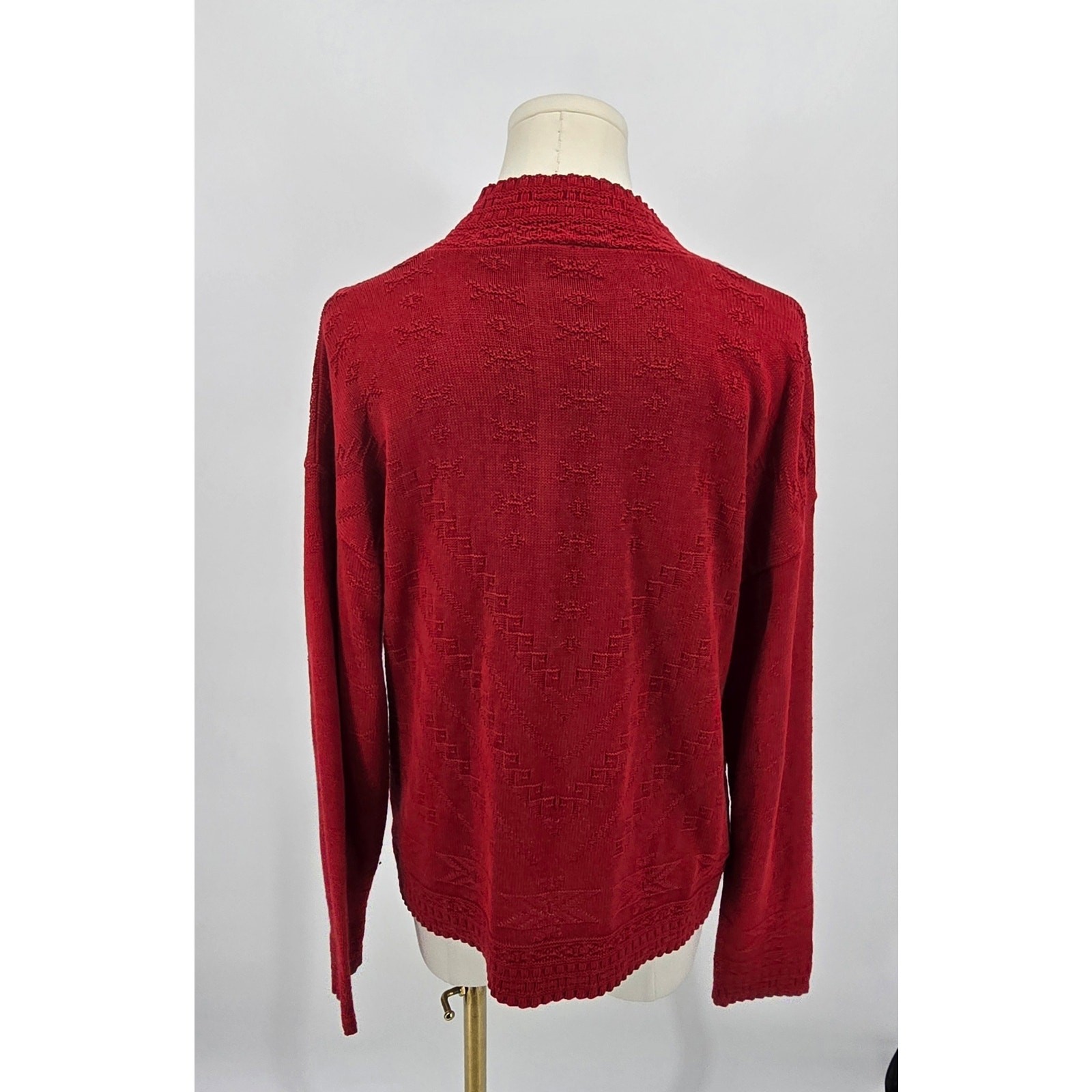 Vintage 80’s Kenneth Too Red Snowflake Christmas Knit Sweater USA Small