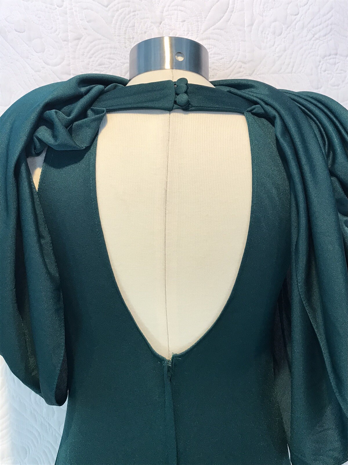 Vintage 70s Halter Maxi Dress With Capelet Green 9/10 Boho Disco Awesome!