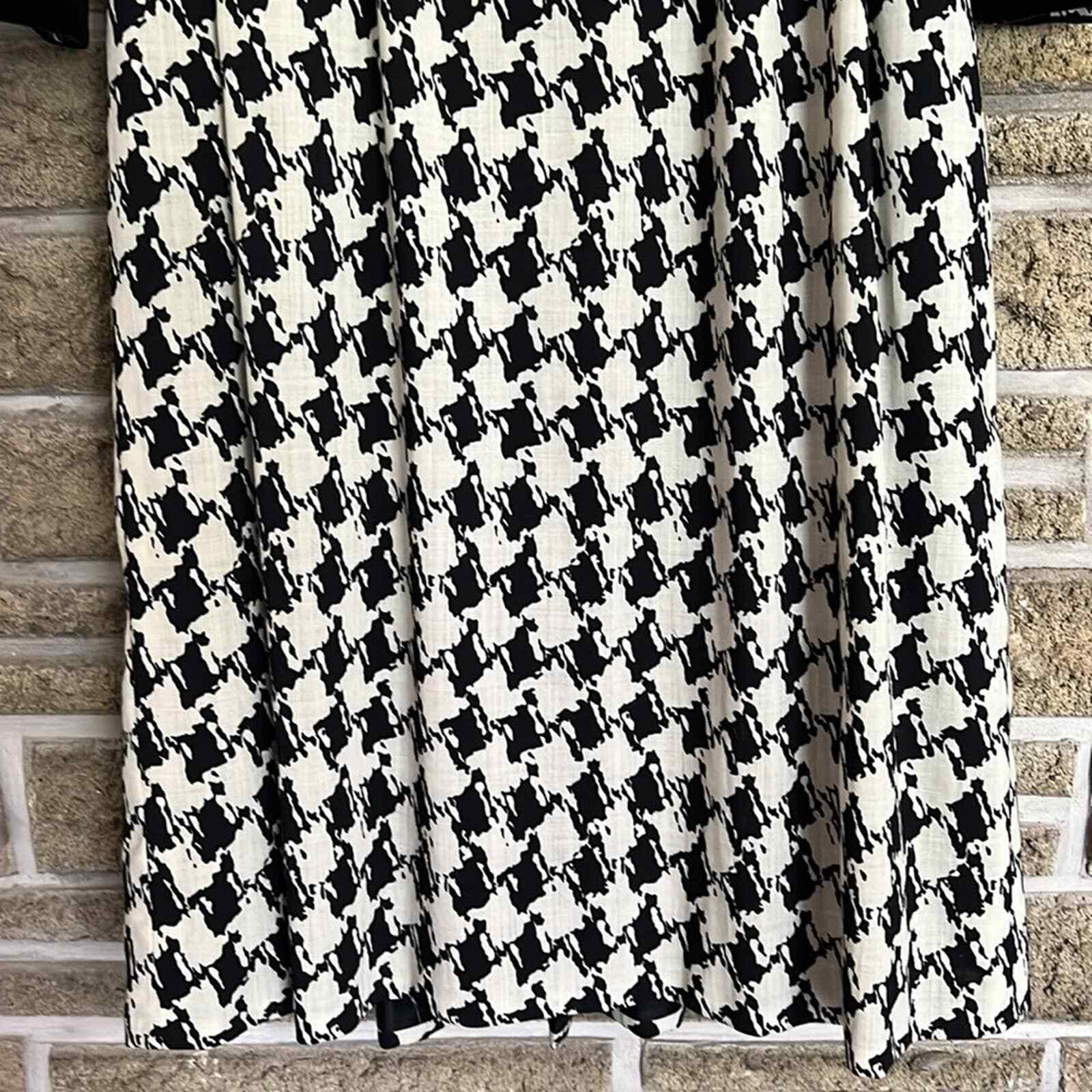 Vintage Celine Paris 80’s Houndstooth Puff Sleeve Dress Classic Designer