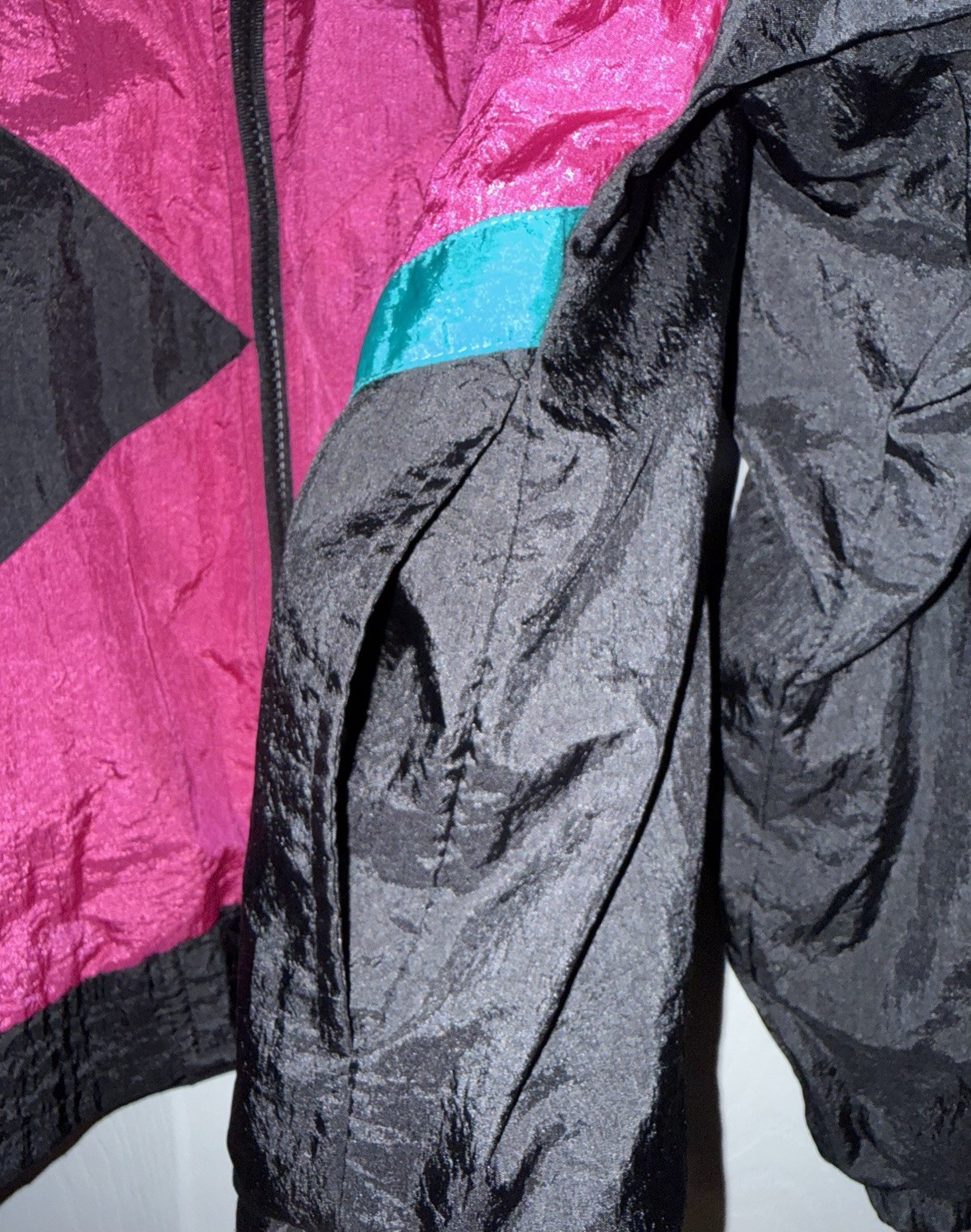 Vintage Longstreet Petite Large Windbreaker Track Jacket 80s/90s EUC Pink Green