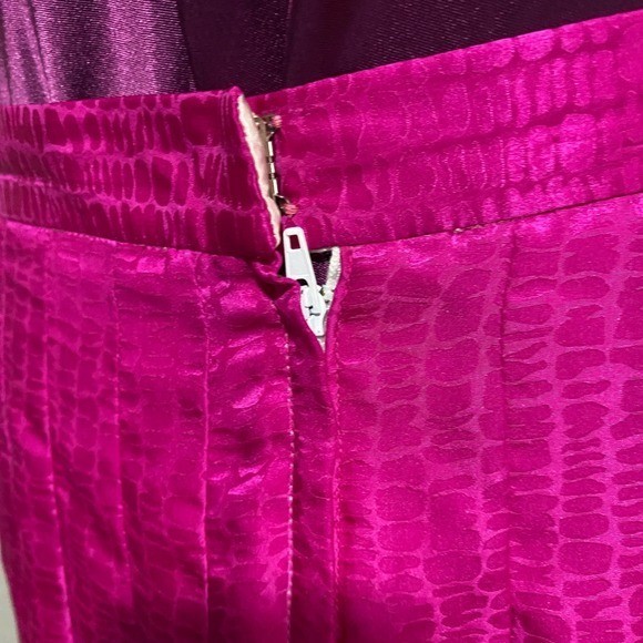 Vintage Pleated Silk Skirt Barbiecore feminine Women Size 12 Pink Cream Jacquard