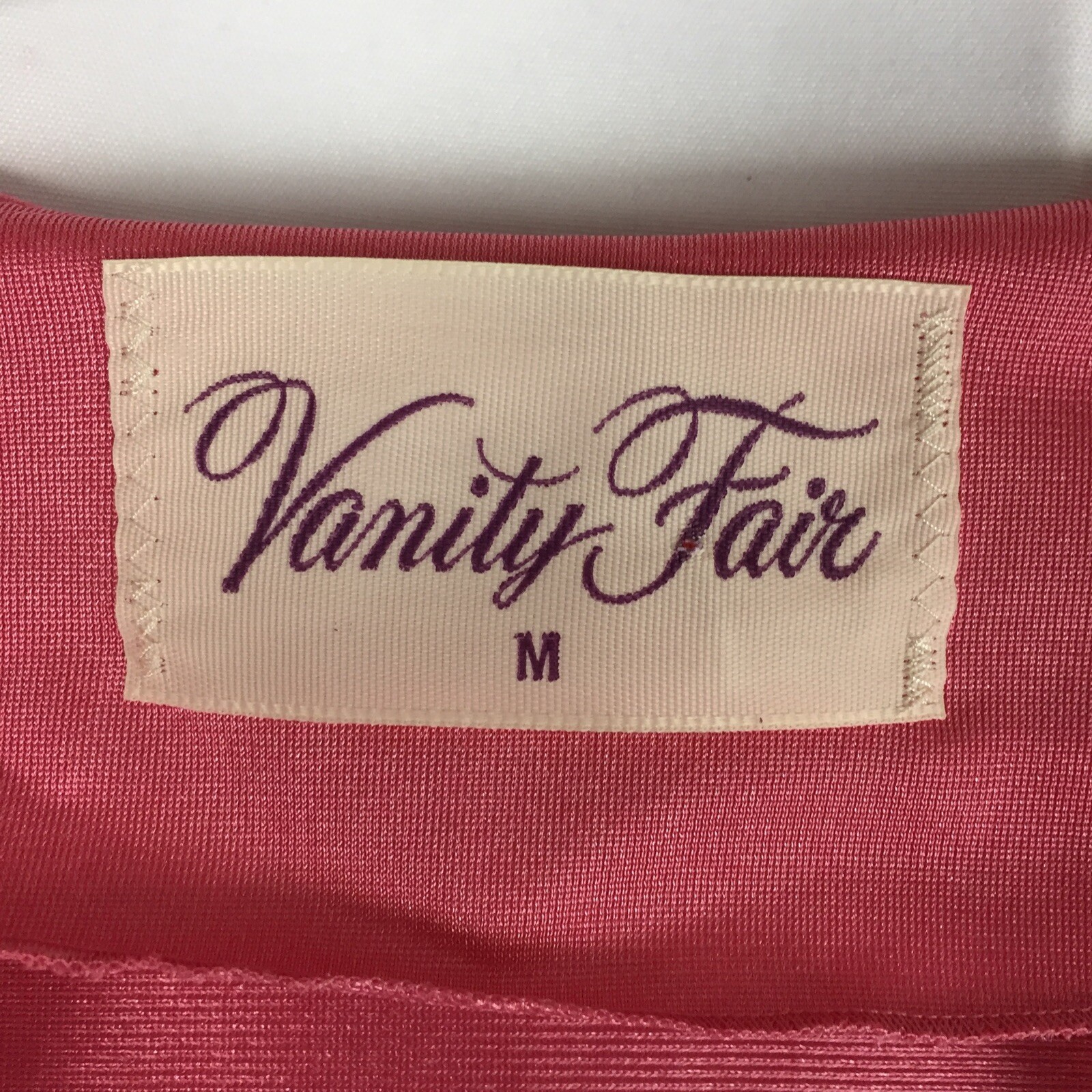 NOS VTG VANITY FAIR SIZE M Dacron/Nylon Nightgown Long Lace Trim Pink 70s Pocket