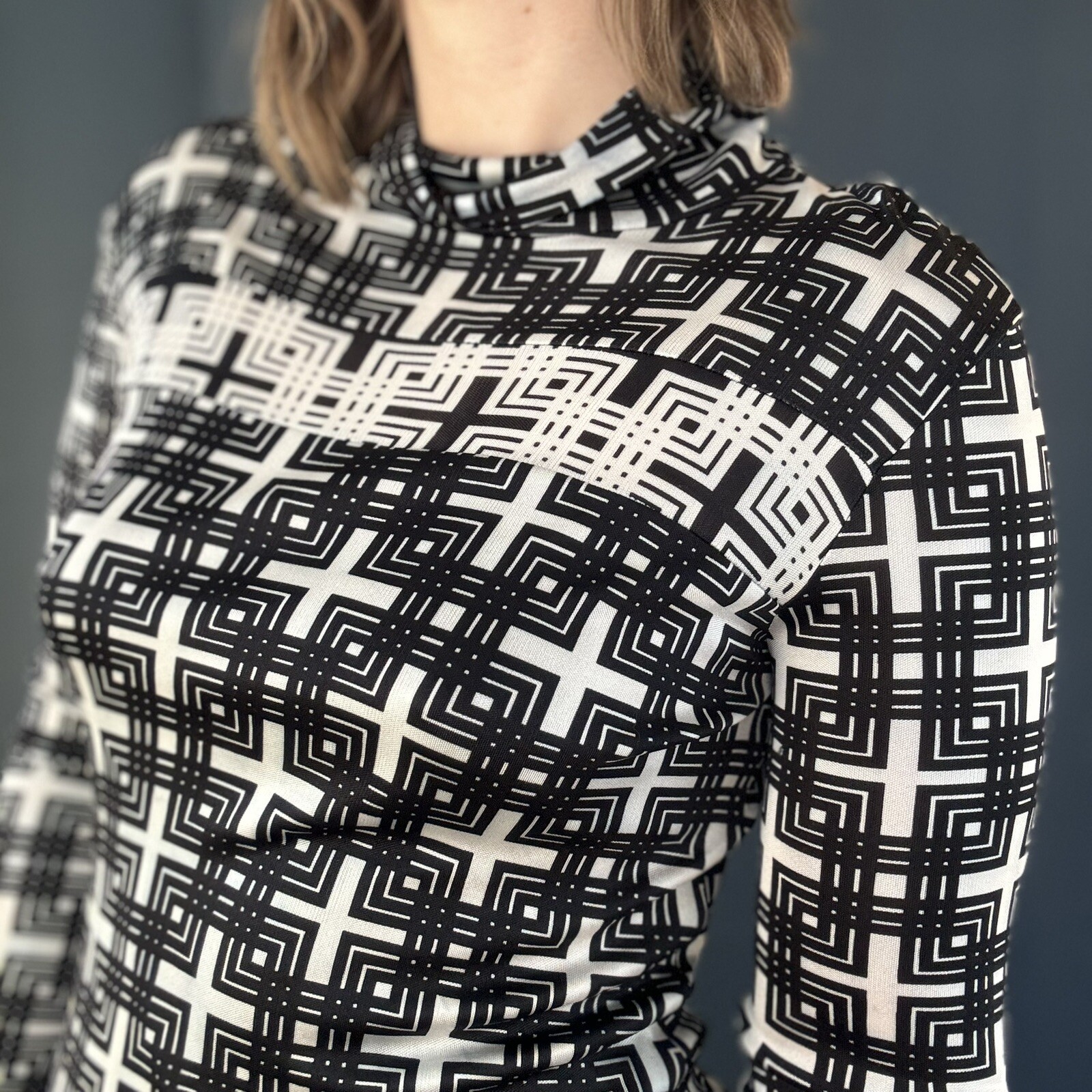 Vintage 90s Custo Barcelona Double Mesh Turtleneck Dress