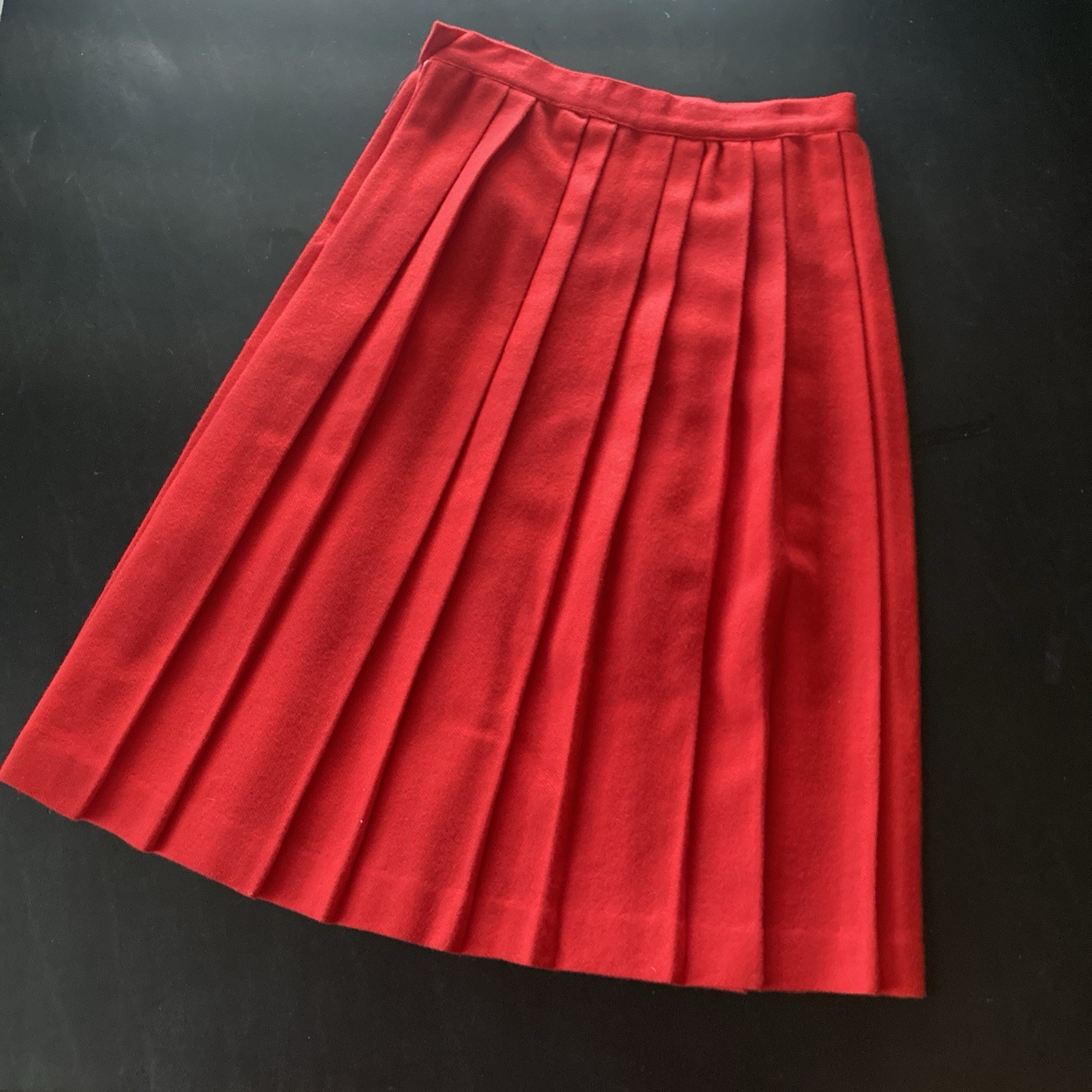 Vintage 50s 60s Penneys Red Wool Pleated Skirt Deadstock JC Penney Secretary