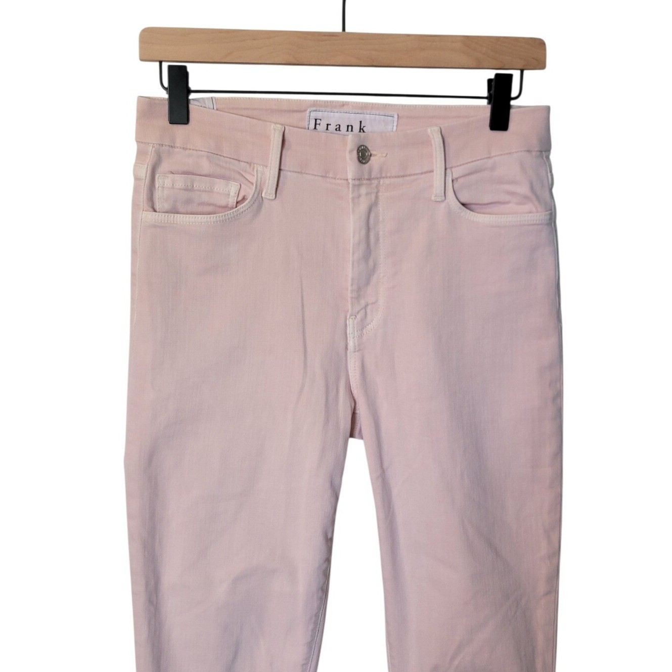 Frank & Eileen Sligo Vintage Rose Pink Raw Hem Jeans Womens 28 Straight Stretch