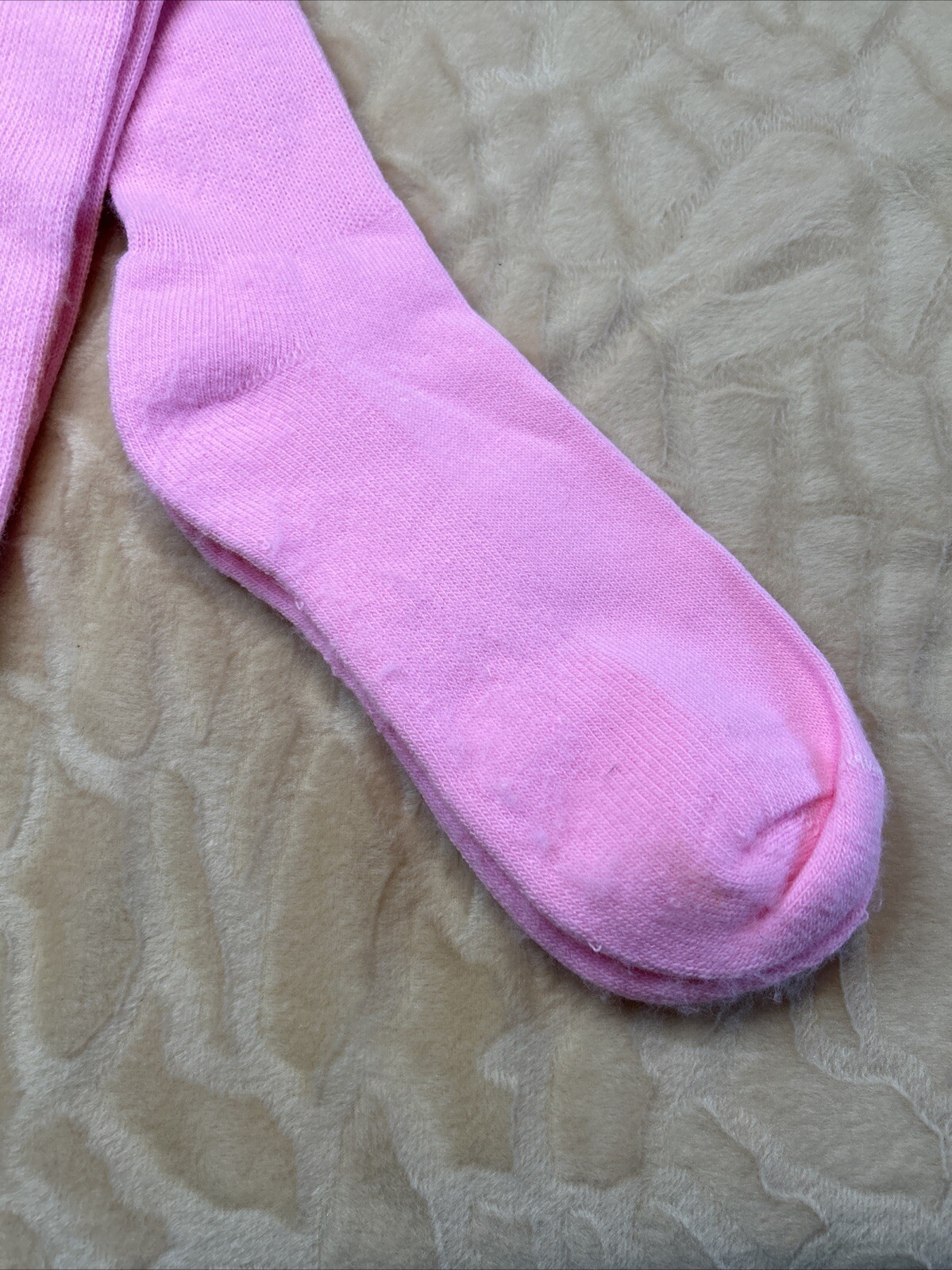 VTG Socks Crew Pink School Girl Knee High 80s 27″ NOS Acrylic Nylon Blend 10-13