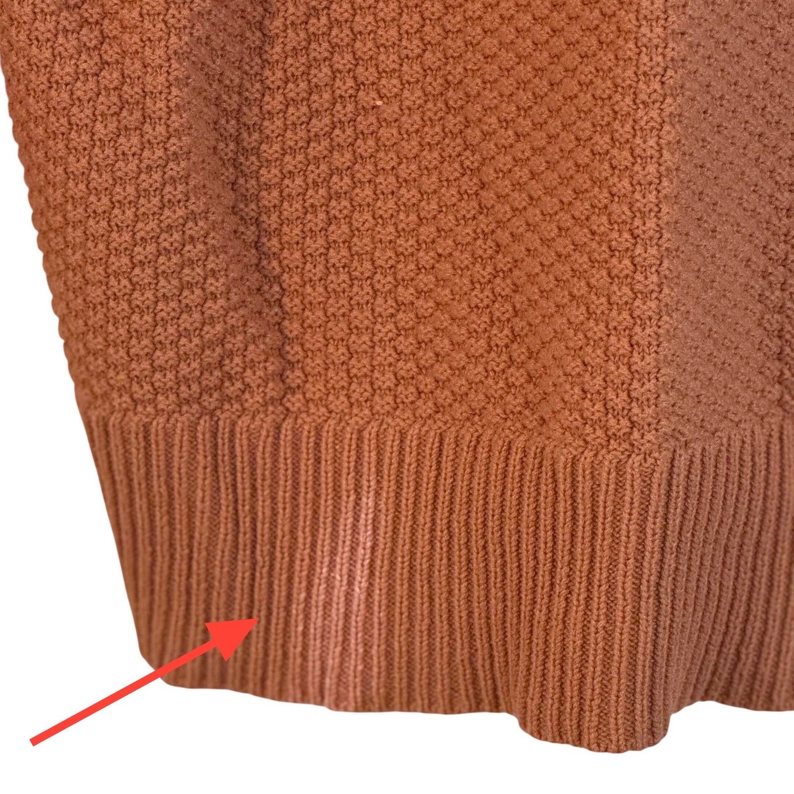 Aerie Rust Orange Knit Cardigan Varsity Style Patch XS Oversized Cotton