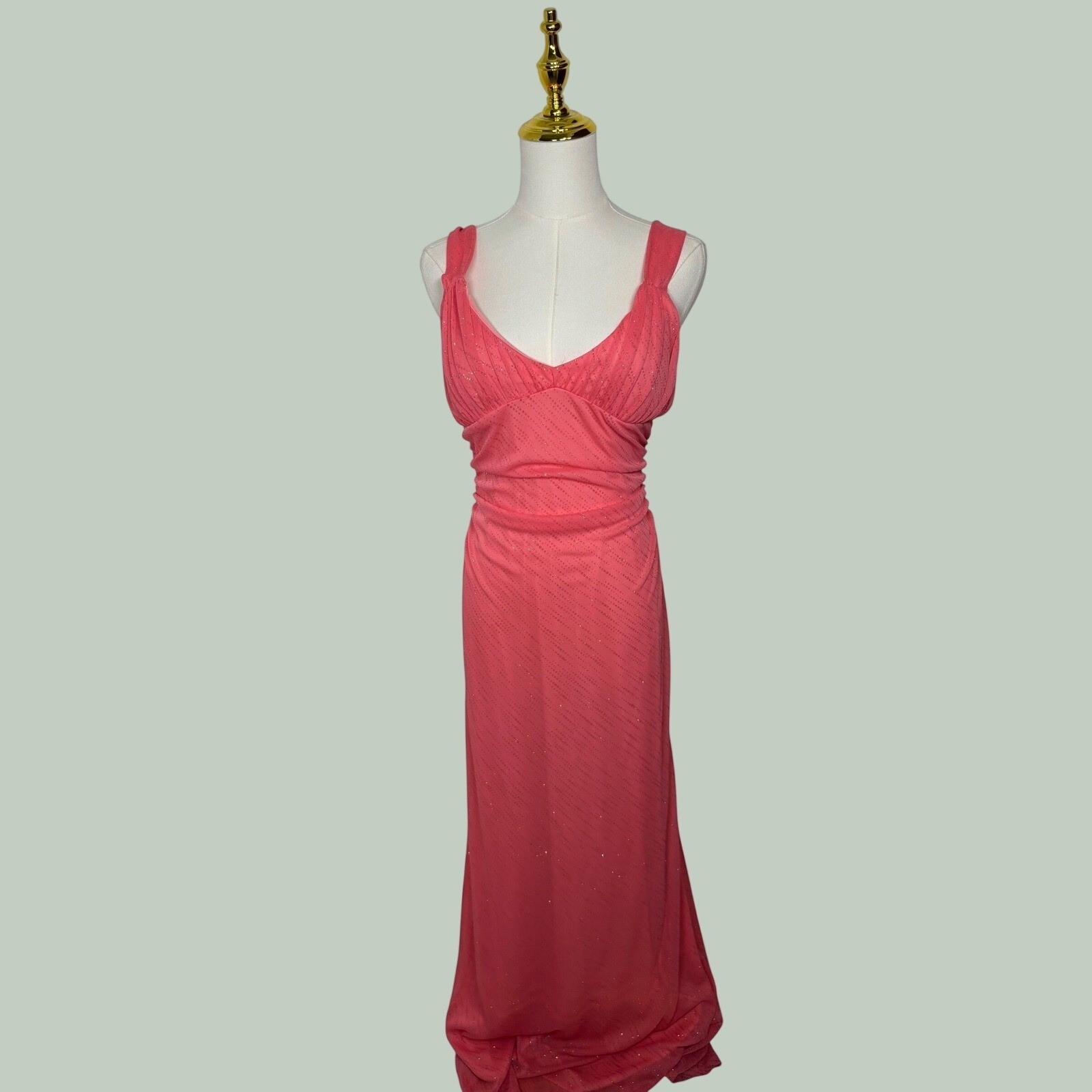 VTG city triangles hot pink glitter prom maxi formal dress y2k coquette dainty