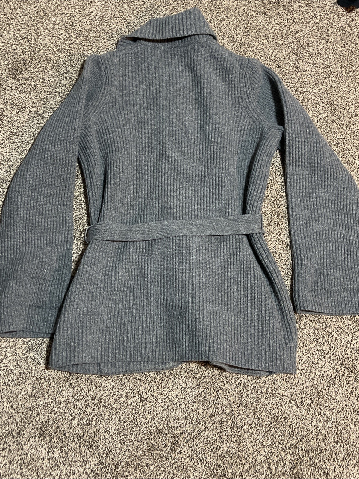 VTG Pendleton Cardigan Belt Lambs Wool L Gray Button Collar