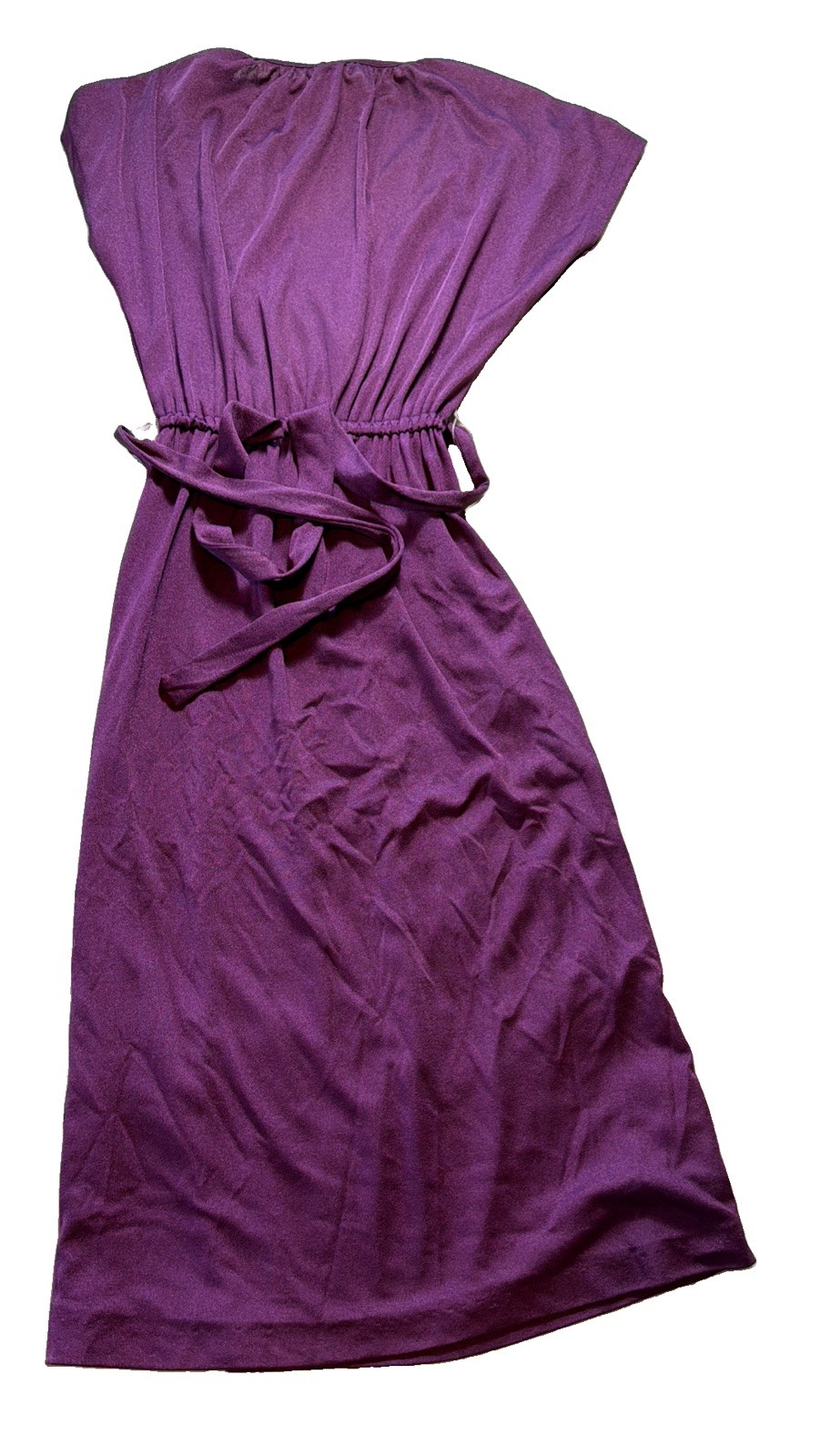 Vtg 70s ILGWU Union Made Purple Wrap Around Dress Size 9