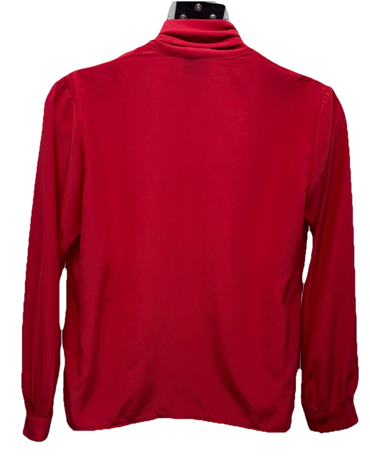 VTG Christie & Jill Women Size L Buttoned Long Sleeve Cowl V-Neck Blouse Red