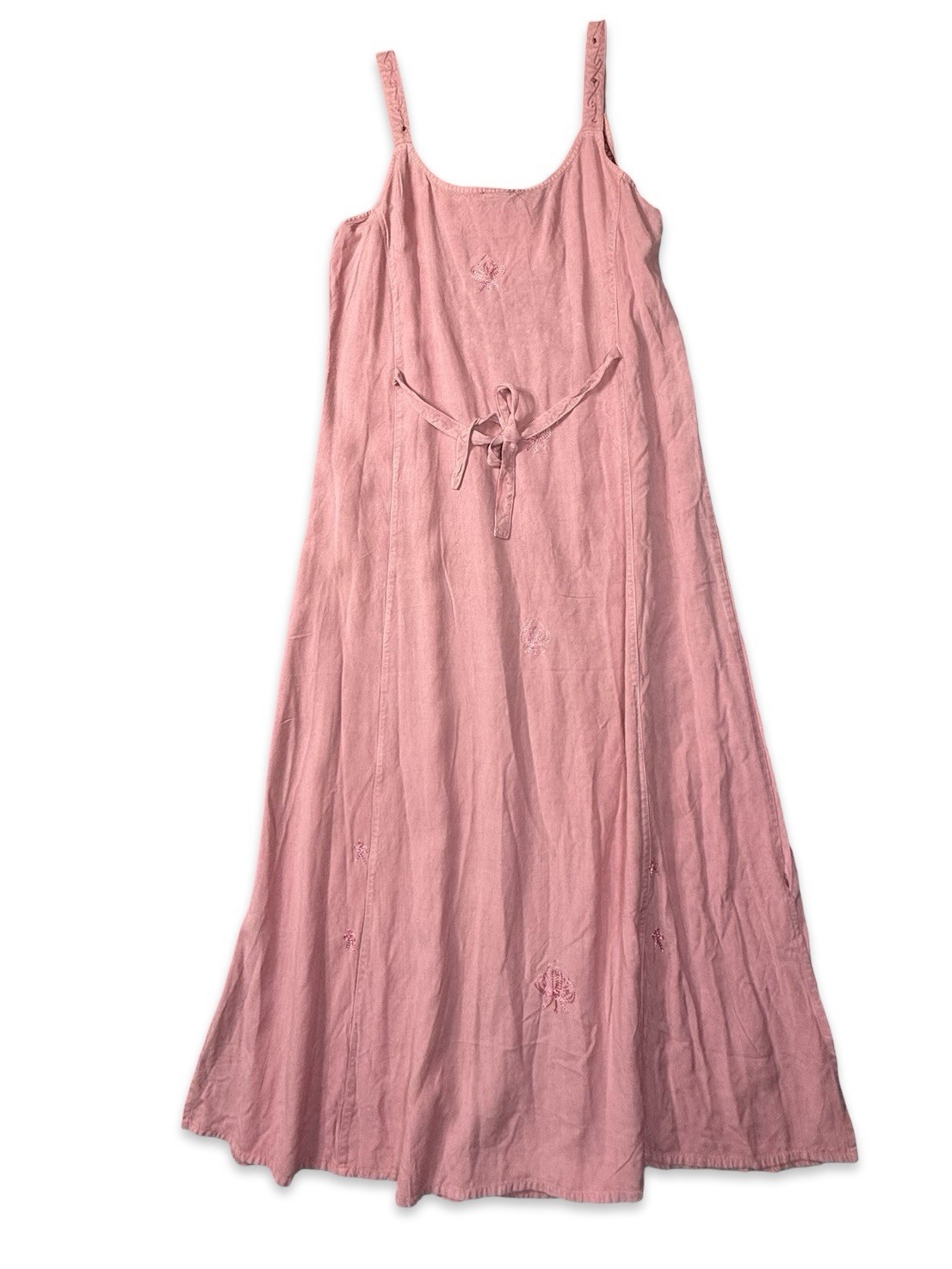 Vintage 1990s Beautiful Rose Pink Embroidered Beaded Midi/Maxi Dress Boho READ