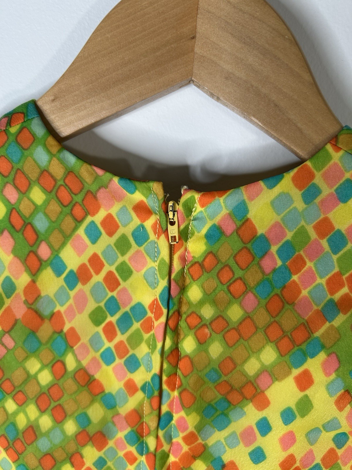 Vintage 1970’s Dress Women’s Multicolor Checkered Aline Party