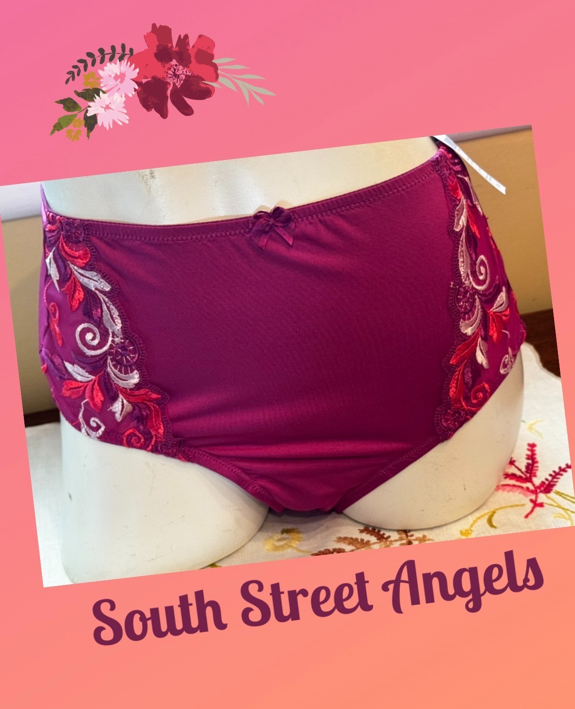 VINTAGE SOMA ~ WILD ASTER PINK ~ SENSUOUS LACE MODERN BRIEF PANTIES ~ MEDIUM