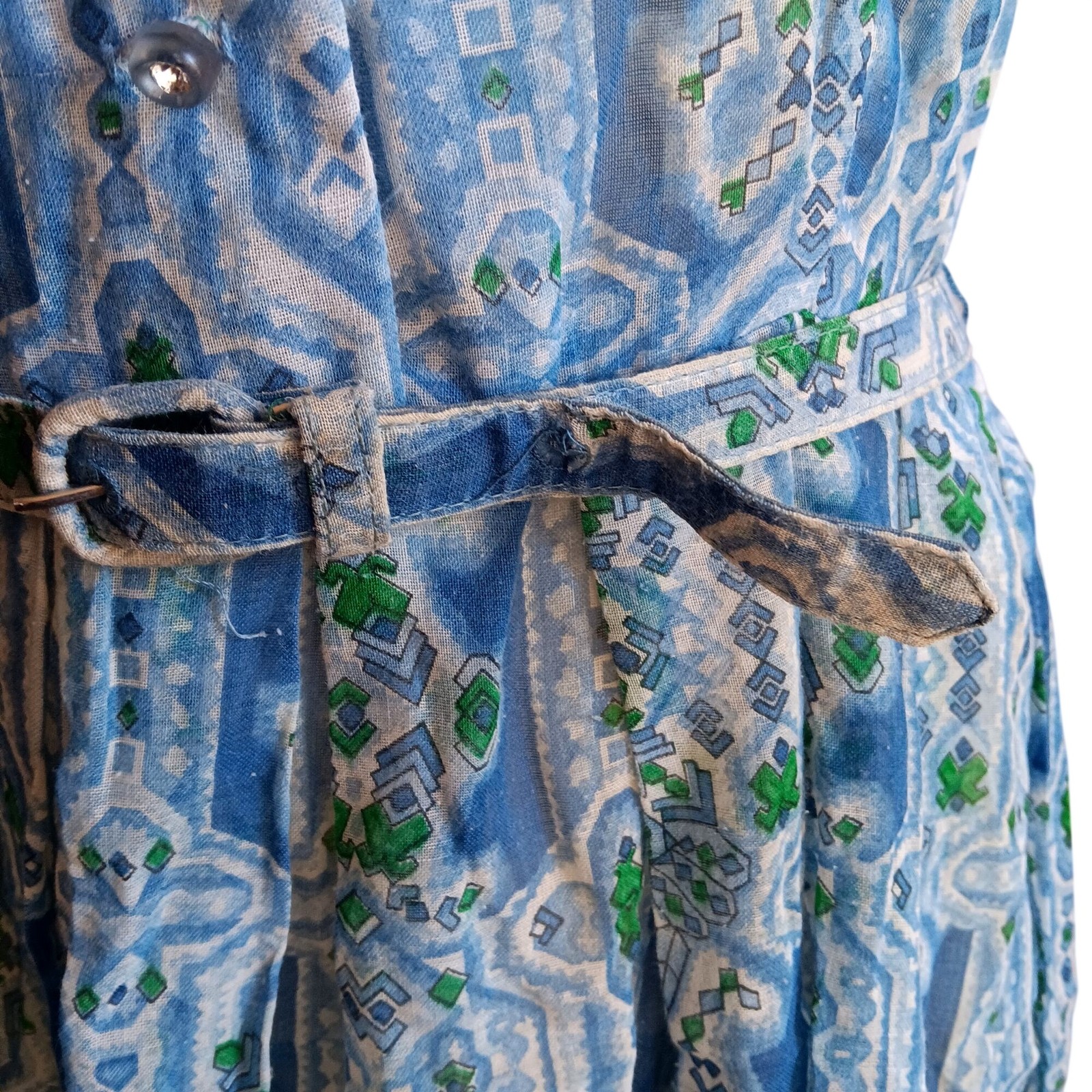 Berkshire True Vintage Dress 10 1960’s Sheer Geometric Print House Belt B-Tween