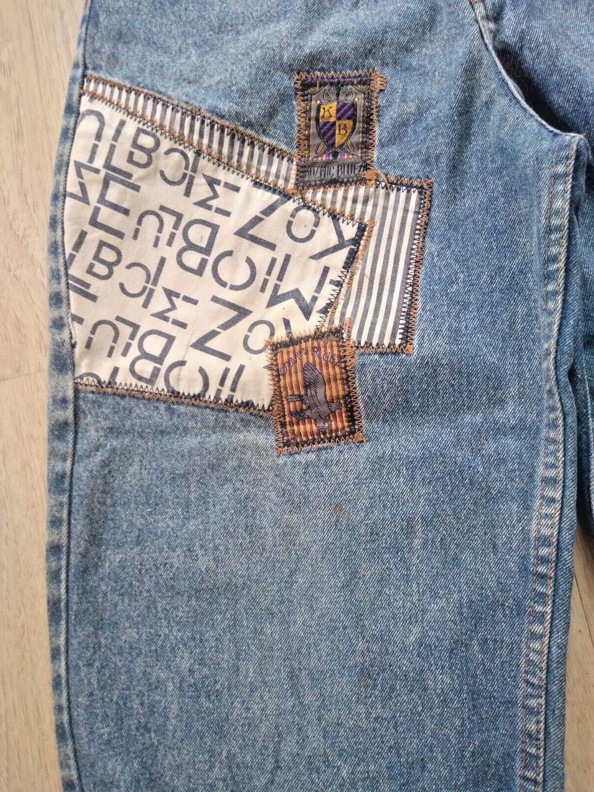 80s Vintage Kozmic Blues Acid Wash Patchwork Jeans 29 Small