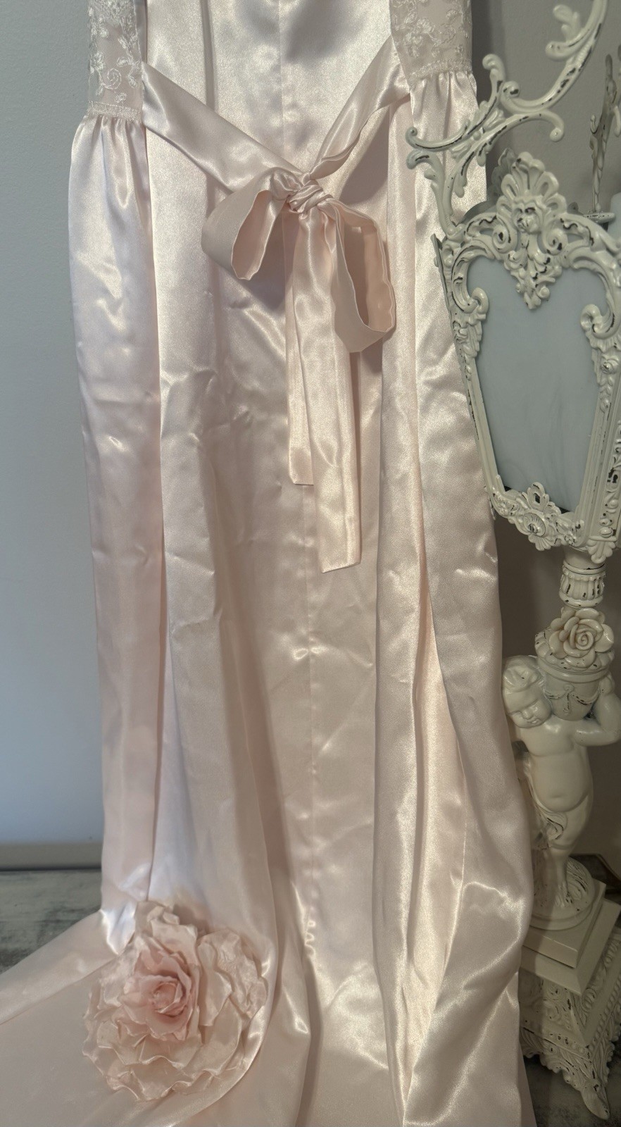 Vintage Harrods London Saxon Lingerie Blush Pink Long Nightgown NEW in Box 1997