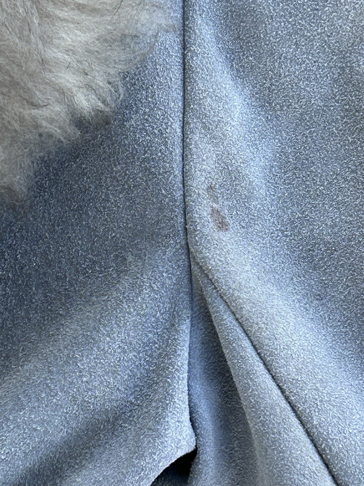 Vintage 1970s Gray Suede And Leather With Faux Fur Jacket Coat