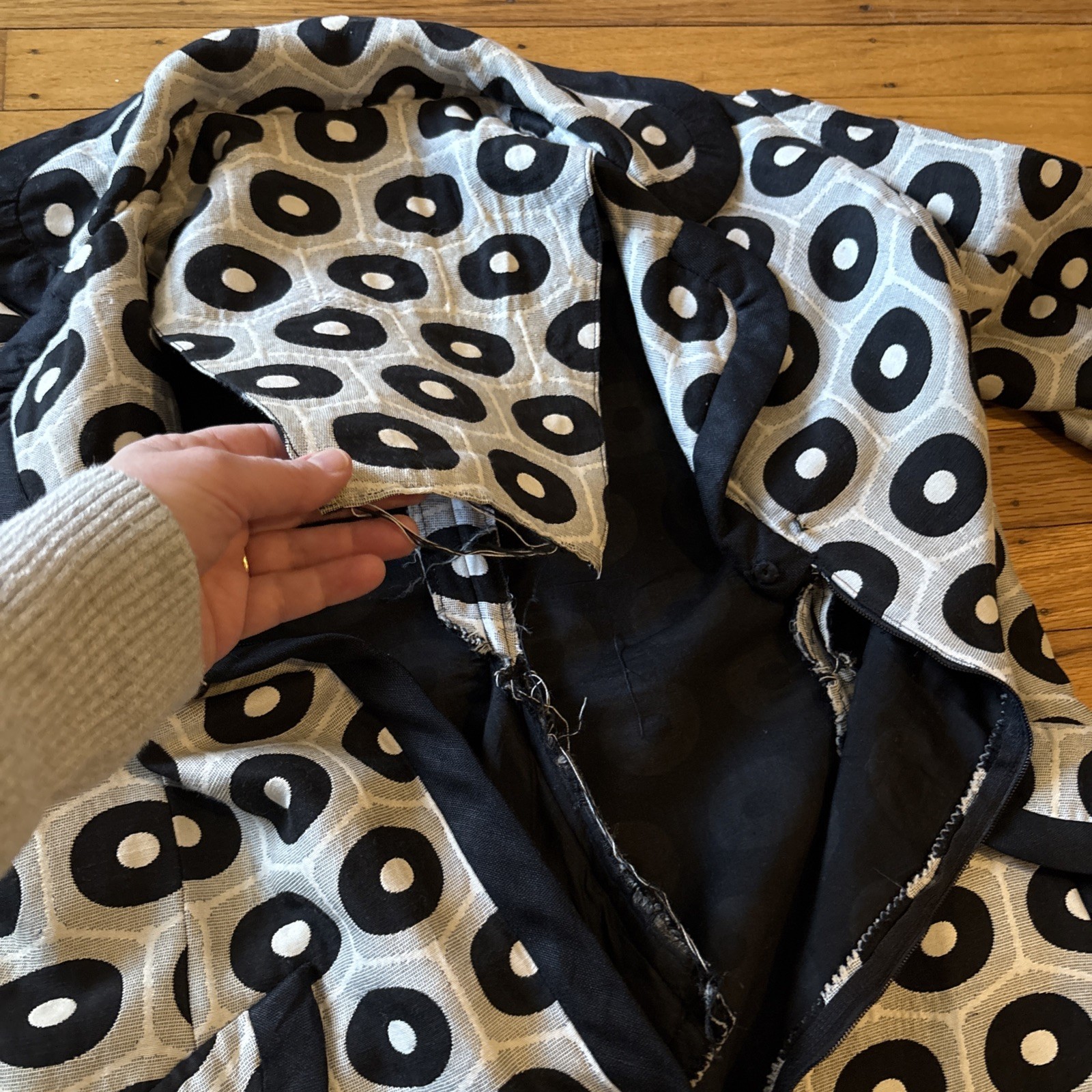 Vintage Ole Borden Rembrandt Black White Pop MCM Fit Flare Dress 60’s M L Polka