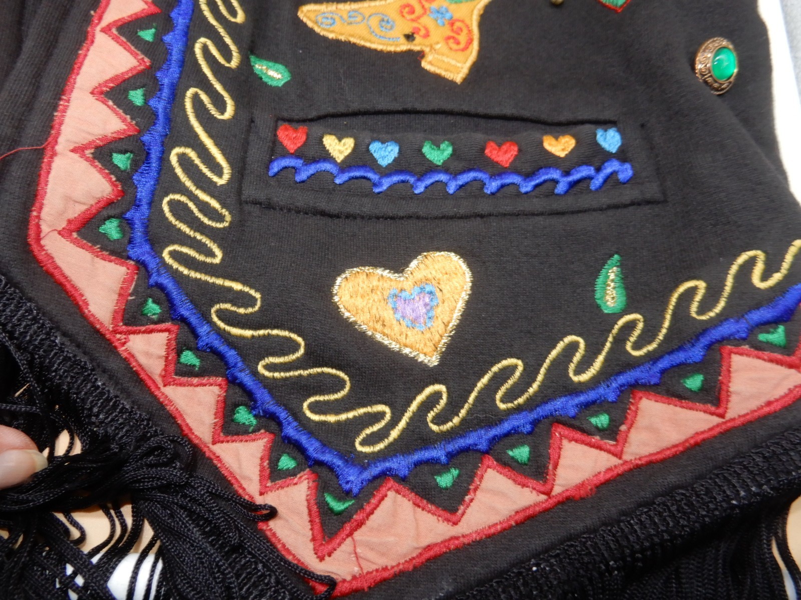 JouJou Fringed Embroidered Beaded Appliquéd Western Cowgirl Vest M/L