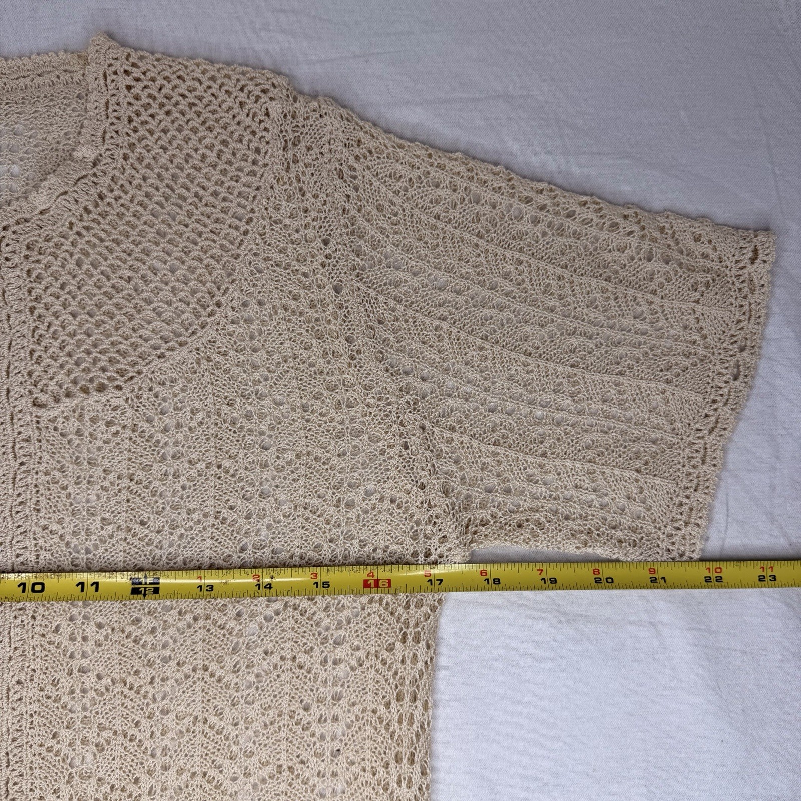 Vintage Handmade Crochet Cardigan Cream Cottagecore Fairycore Lace Top