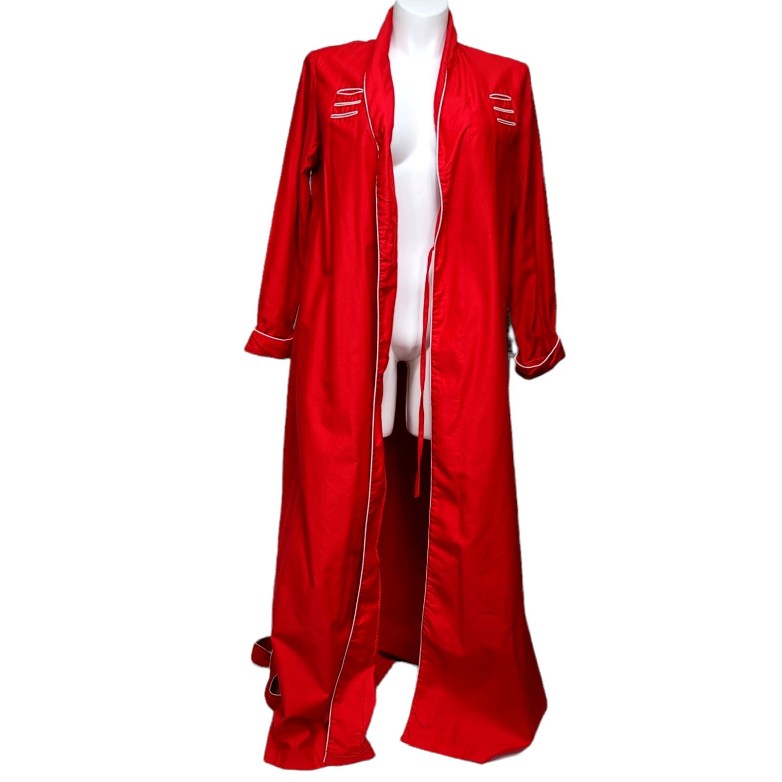 Vintage 70s 80s David Brown California Size L Red White Piping Lightweight Robe