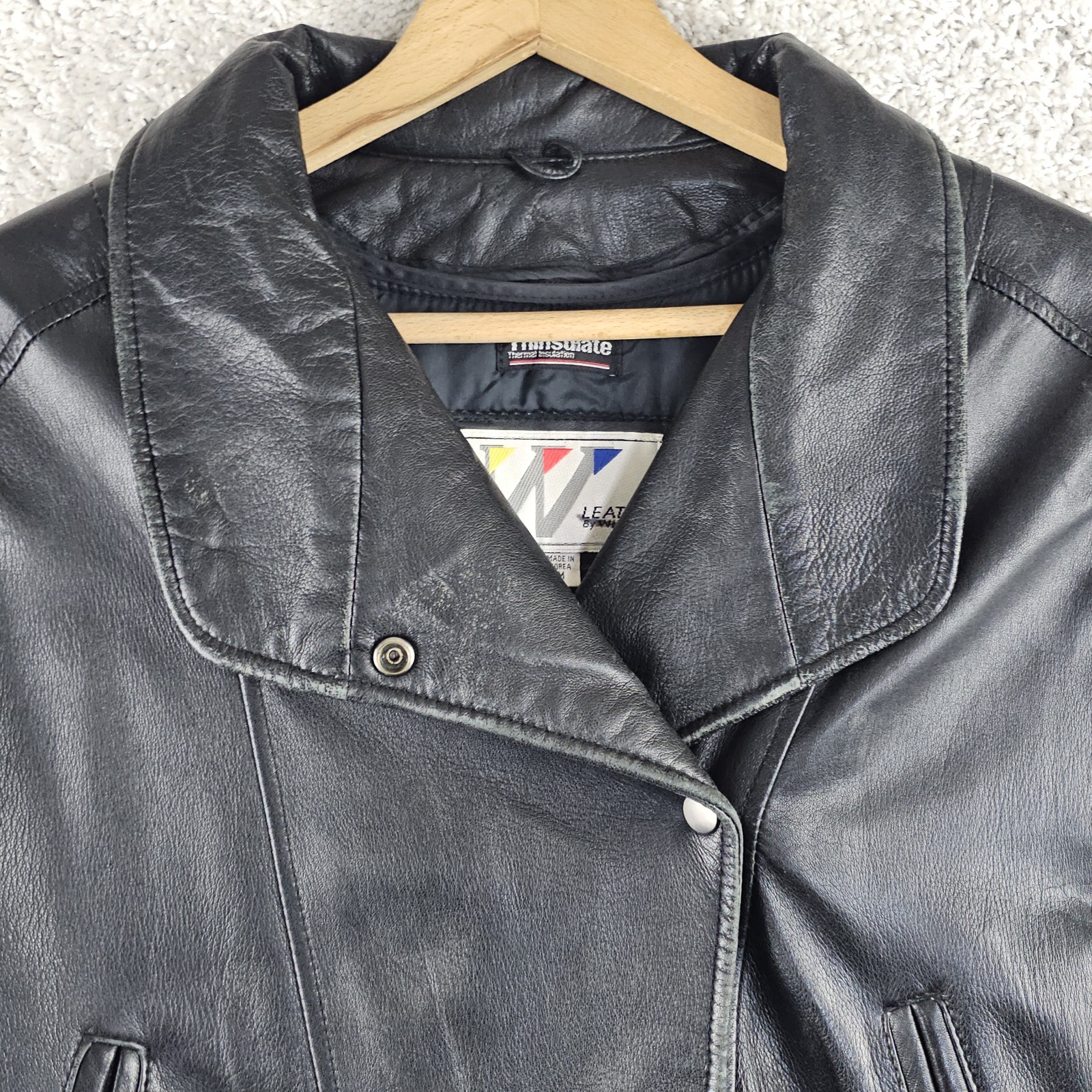 Vintage Wilsons Leather Moto Cropped Jacket Sz M Asymmetrical Thinsulate 90s