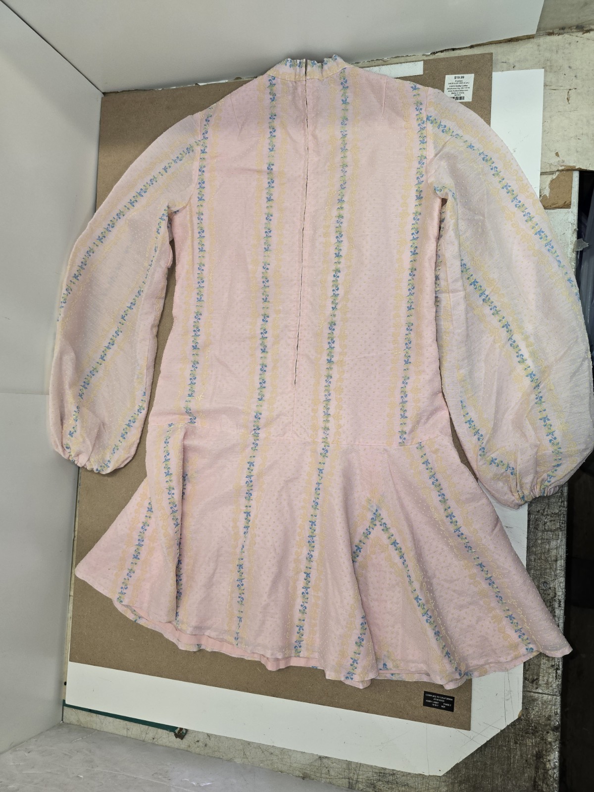 Vintage handmade Pink cotton blue accented Dress