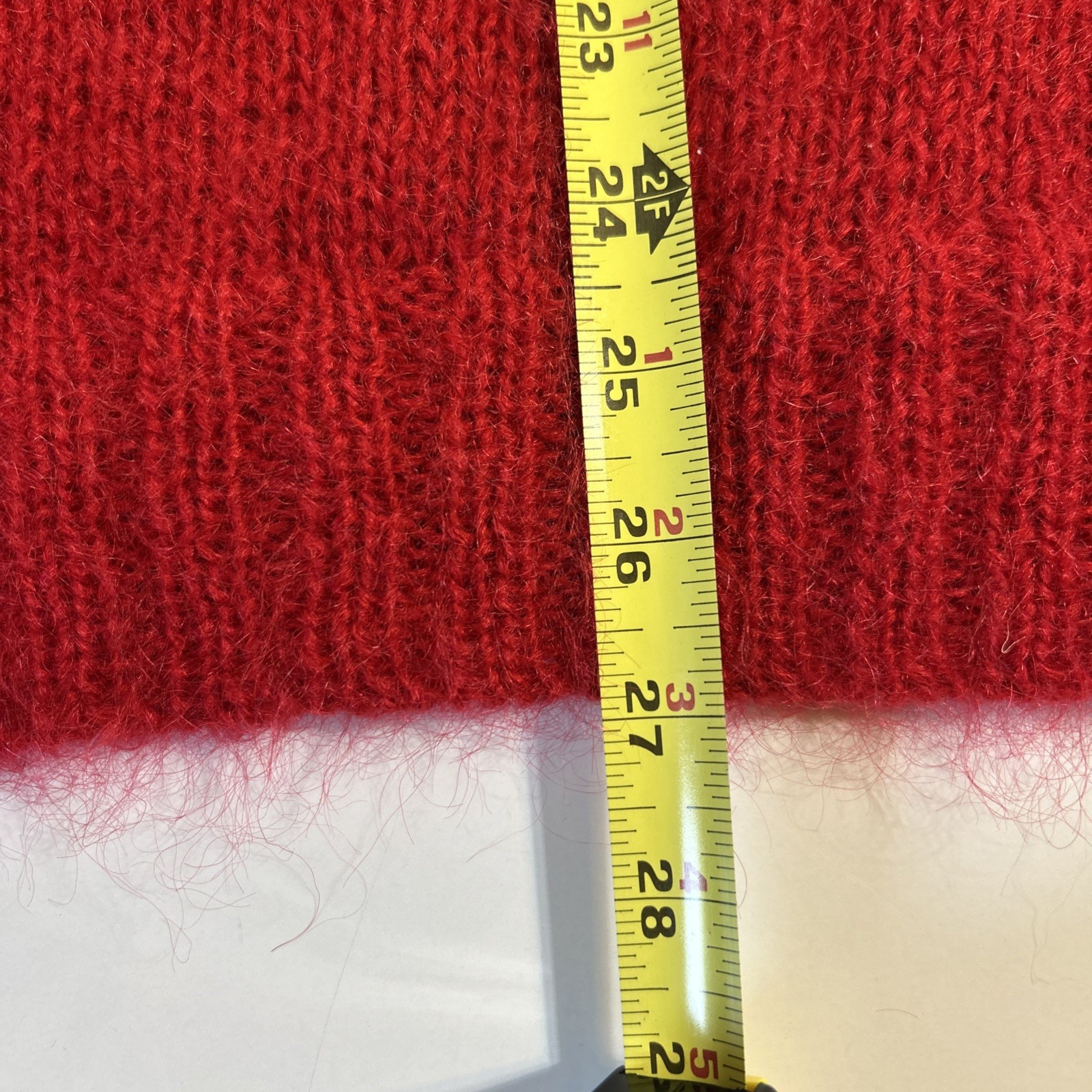 1980’S SWEATER MAURICE SASSON KIKIT RED MOHAIR MOCK TURTLENECK MEDIUM ZIG ZAG