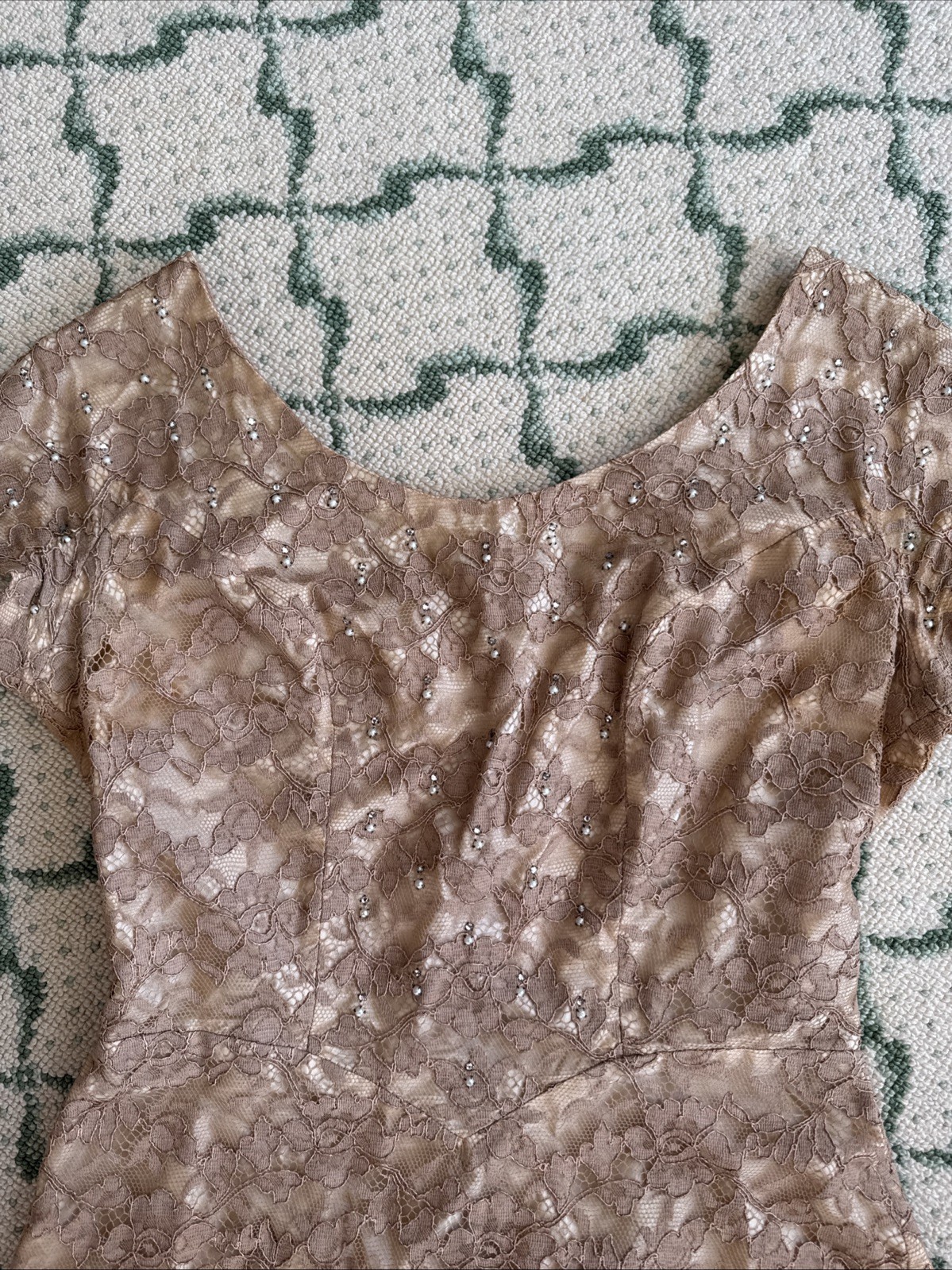 VTG 50s 60s A Normal Original Beaded Lace Party Prom Dress S/M