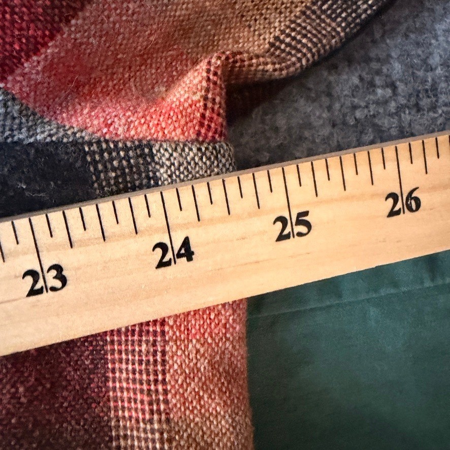 Vintage Womens Plaid Shacket M Pullover Orange Black Flannel Retro 70s 80s Cabin