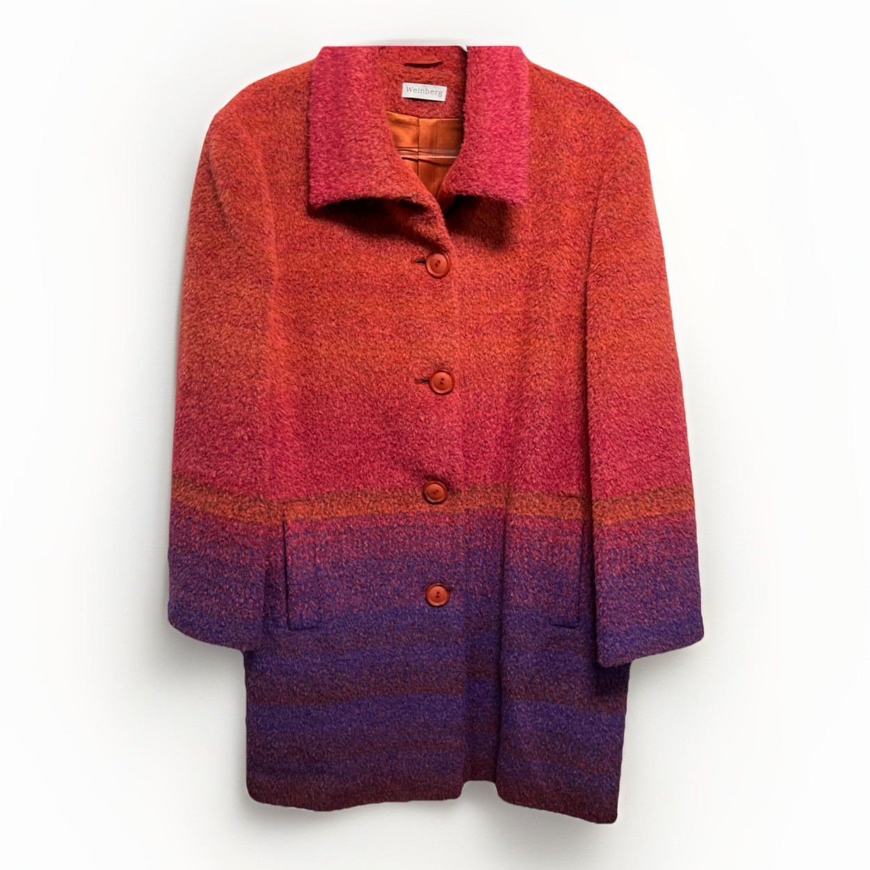 Vtg Weinberg Paris Alpaca Mohair Wool Ombre Coat France Size 44 Fuchsia Purple