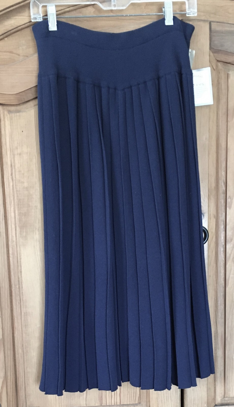 Vtg 1992 Susan Bristol Set Navy Blue Pleated Skirt & Button Top Knit Sweater Top