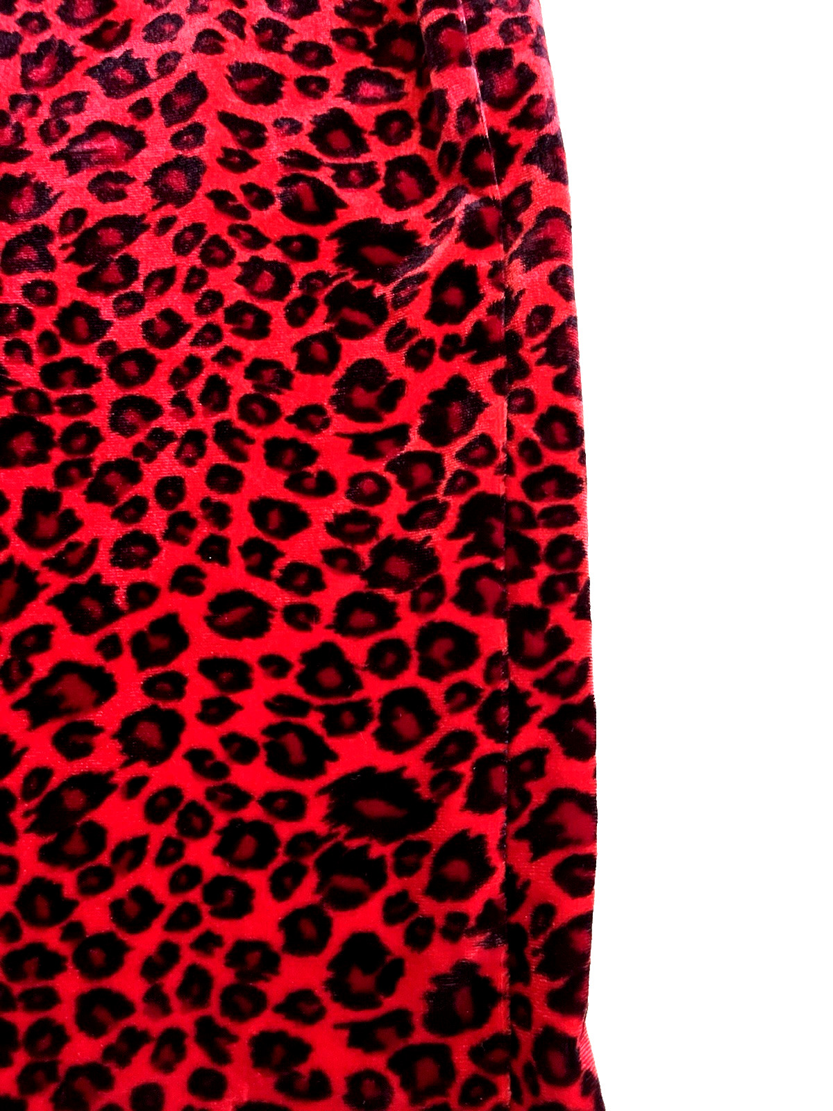 Vintage 90s Sans Souci Leopard Red Velvet Skirt M Goth Punk Ruffle Hem Stretch