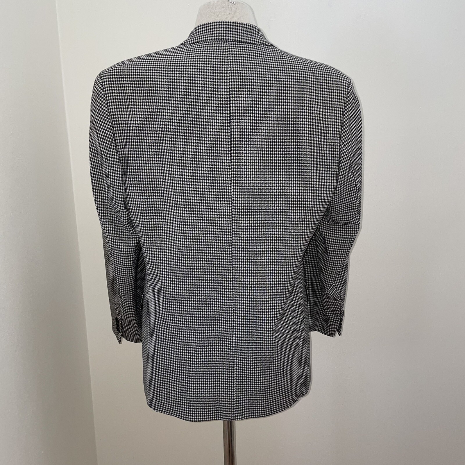 Vintage Wool Black/White Checkered Oversized Blazer Sz S/Medium Academia Preppy