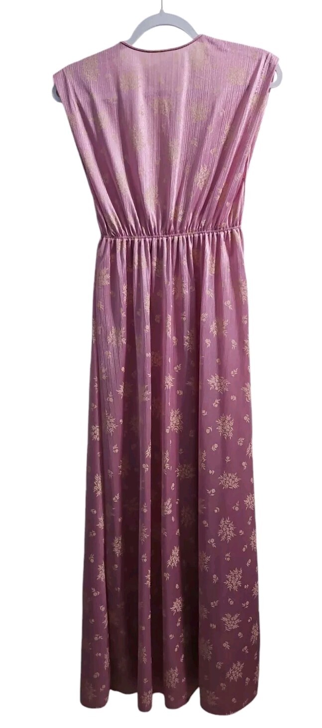 Vtg 80s Tom Bezduda Barad Co Pink Nylon Nightgown Lace Trim Floral Med Romantic