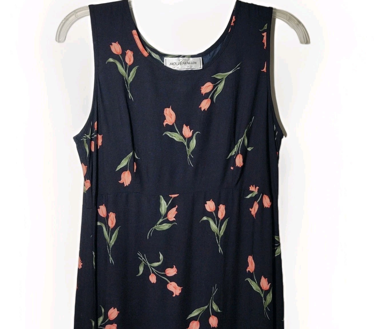 VINTAGE 90’s Molly Malloy 10P Calla Lily Floral Black Coral/Pink Maxi Dress Y2K