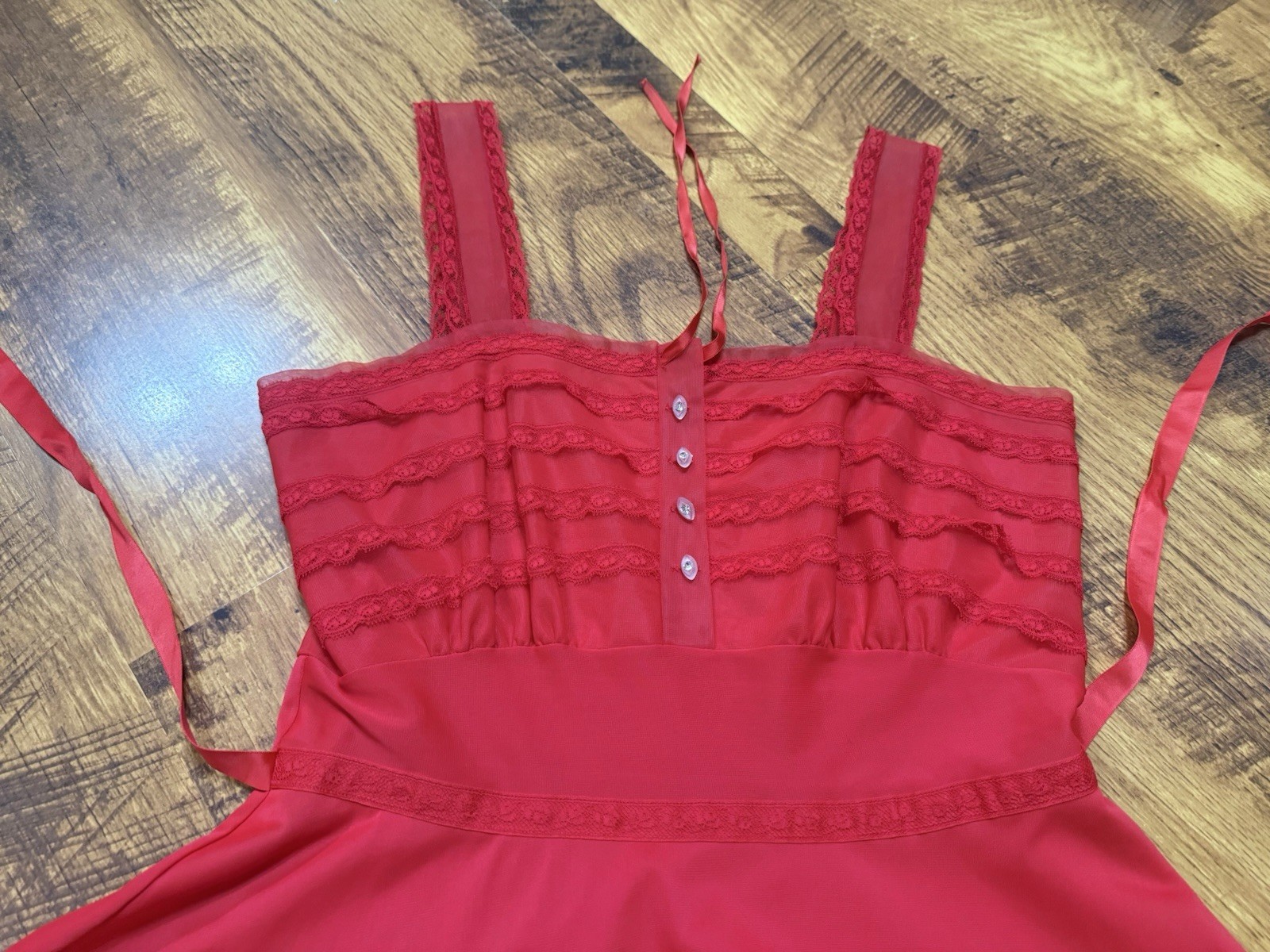 Vintage 50s 60s Henson Kickernick Frilly Pin Up Lace Slip Dress M 36 Rockabilly