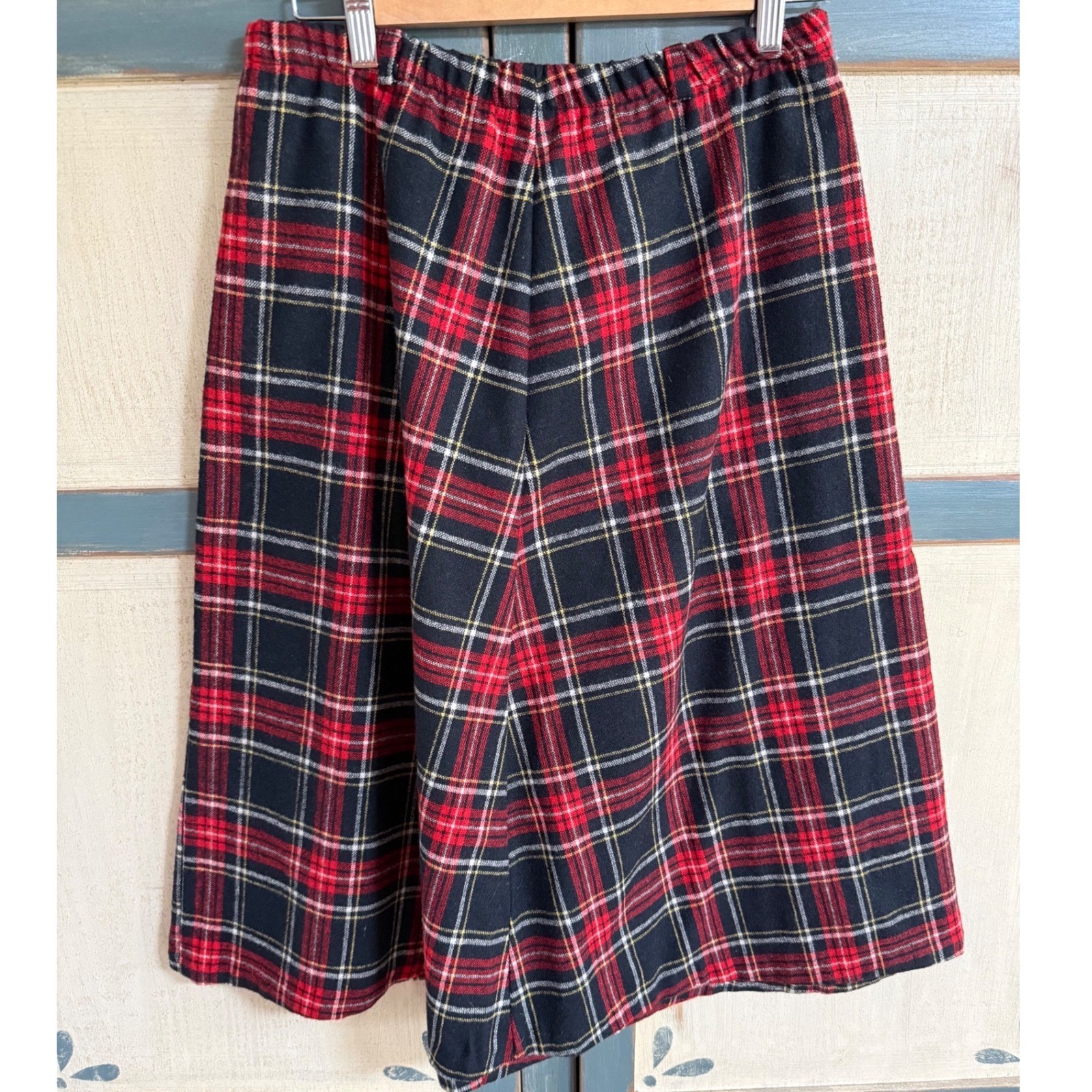 Take 1 Vintage Plaid Skirt Red Black Wool Blend Dark Academia School Girl Preppy