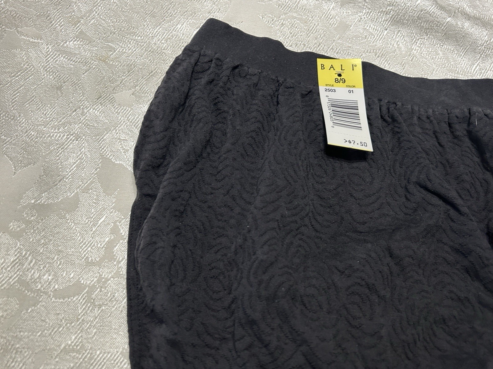 NWT Vtg BALI 2503 Patterned Wide Waistband Hi-Cut Sz 8/9 Black Panties #403