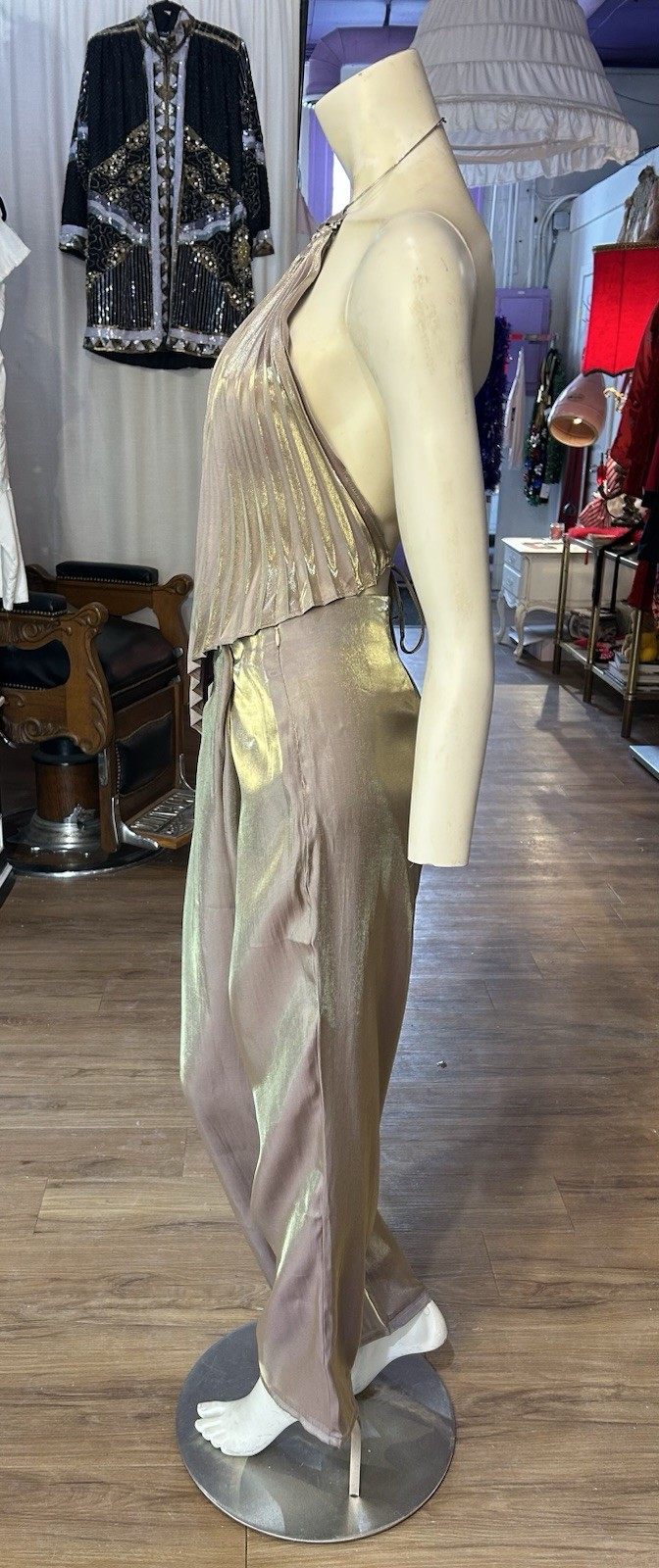 Vntg Rare 1970s Iridescent Fredrick’s of Hollywood 2pc Halter Top and Pant Set