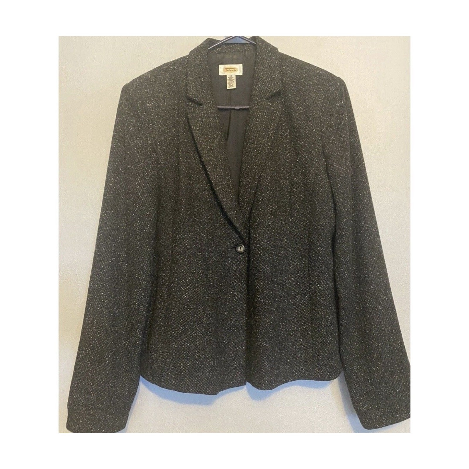 Vintage Quiet Luxury Textured Blazer Wool Blend Tailored Jacket 18”