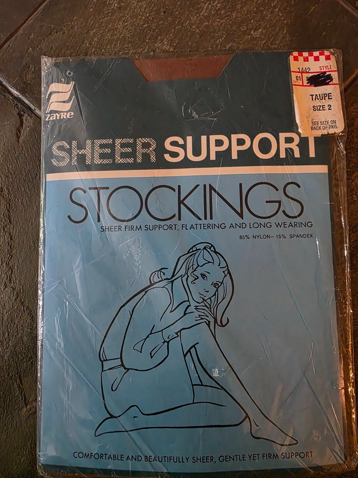 Vintage NIP Zayre Sheer Support Stockings Taupe Size 2 (9 1/2-10 Med to Tall)