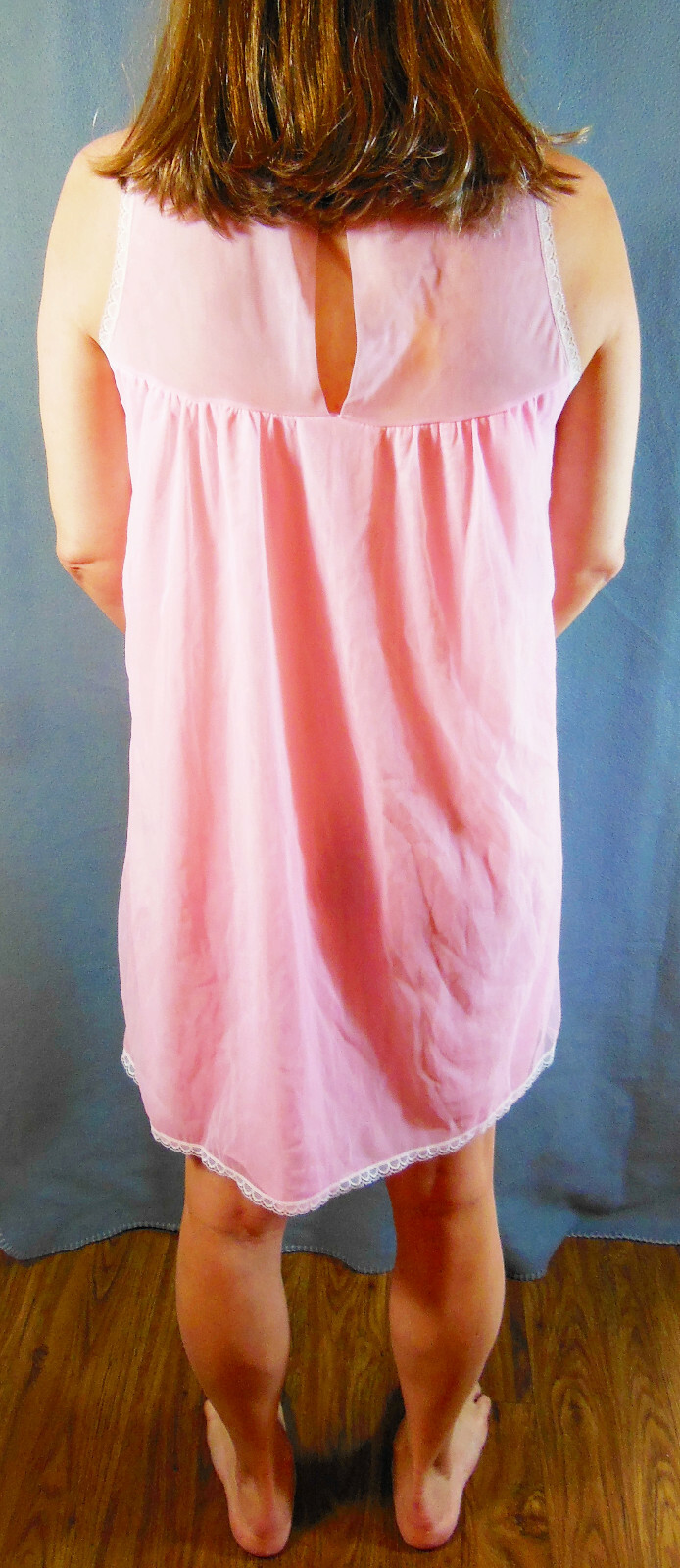 RARE!!! AVIAN PINK DOUBLE LAYER LACY CHIFFON NIGHTGOWN&ROBE 2 PC SET M NEW