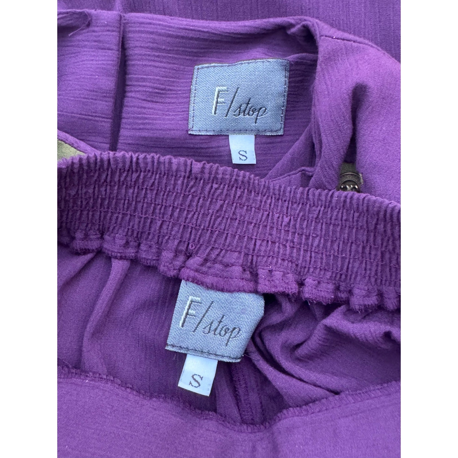 Vintage F/stop Purple Color Block Pant Set 80s 90s Shoulder Pads Small 2 Piece