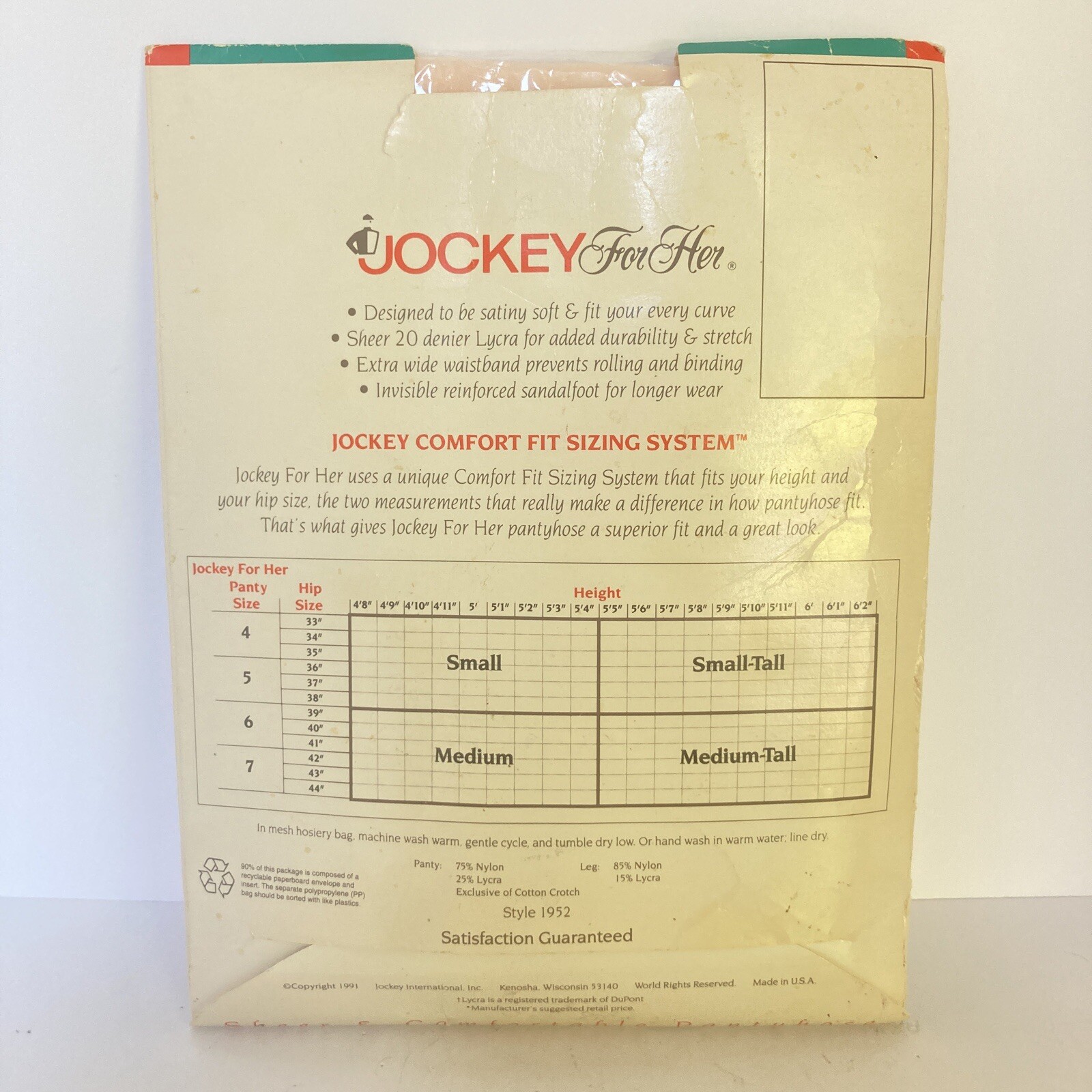 VTG NOS Jockey For Her Pantyhose Hosiery RARE Pink Champagne Medium 4″8′-5″4′