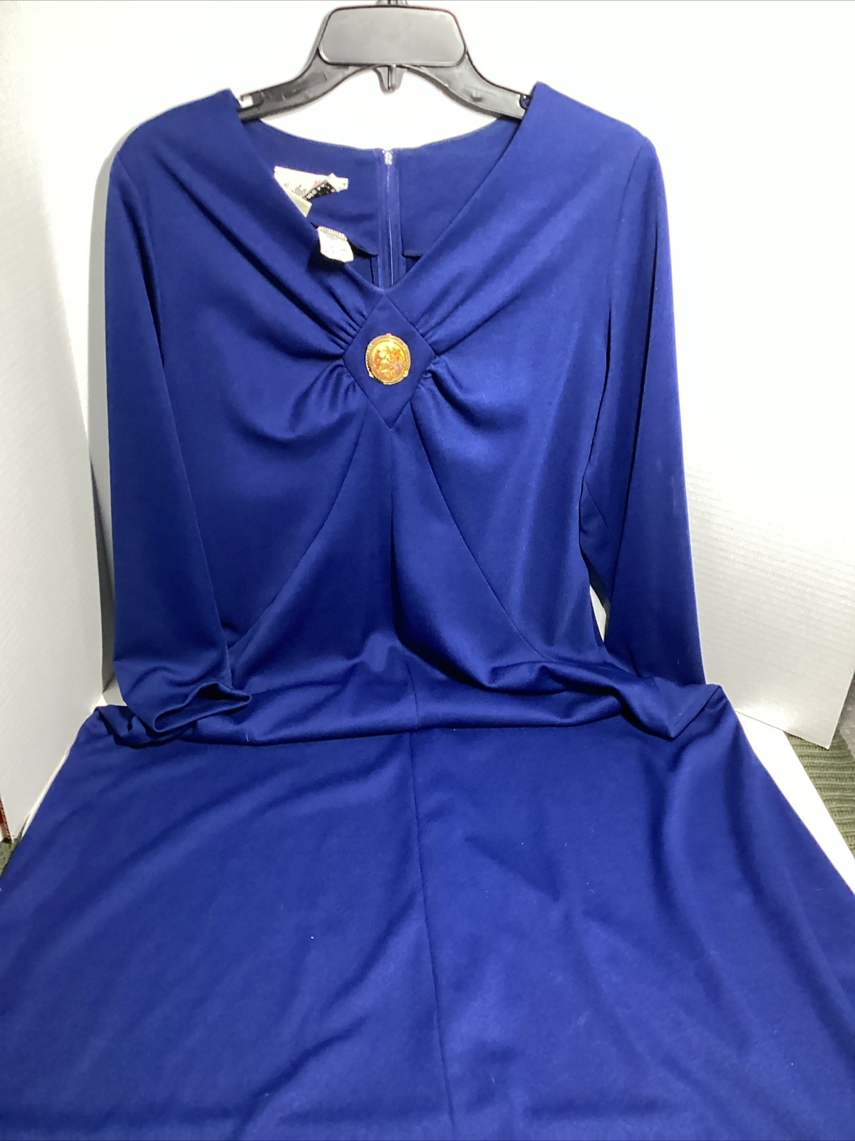 Vintage Martha Manning Dress, Size 18c, Blue, Broach, Polyester