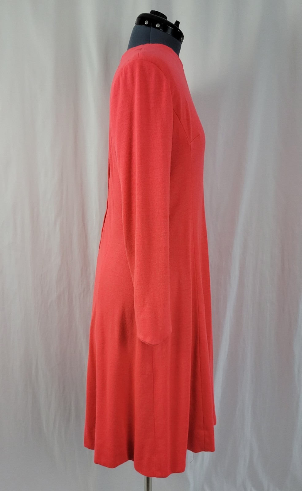Vintage Lady Carol Coral Knit Princess Seamed Dress w Lining Size MED?
